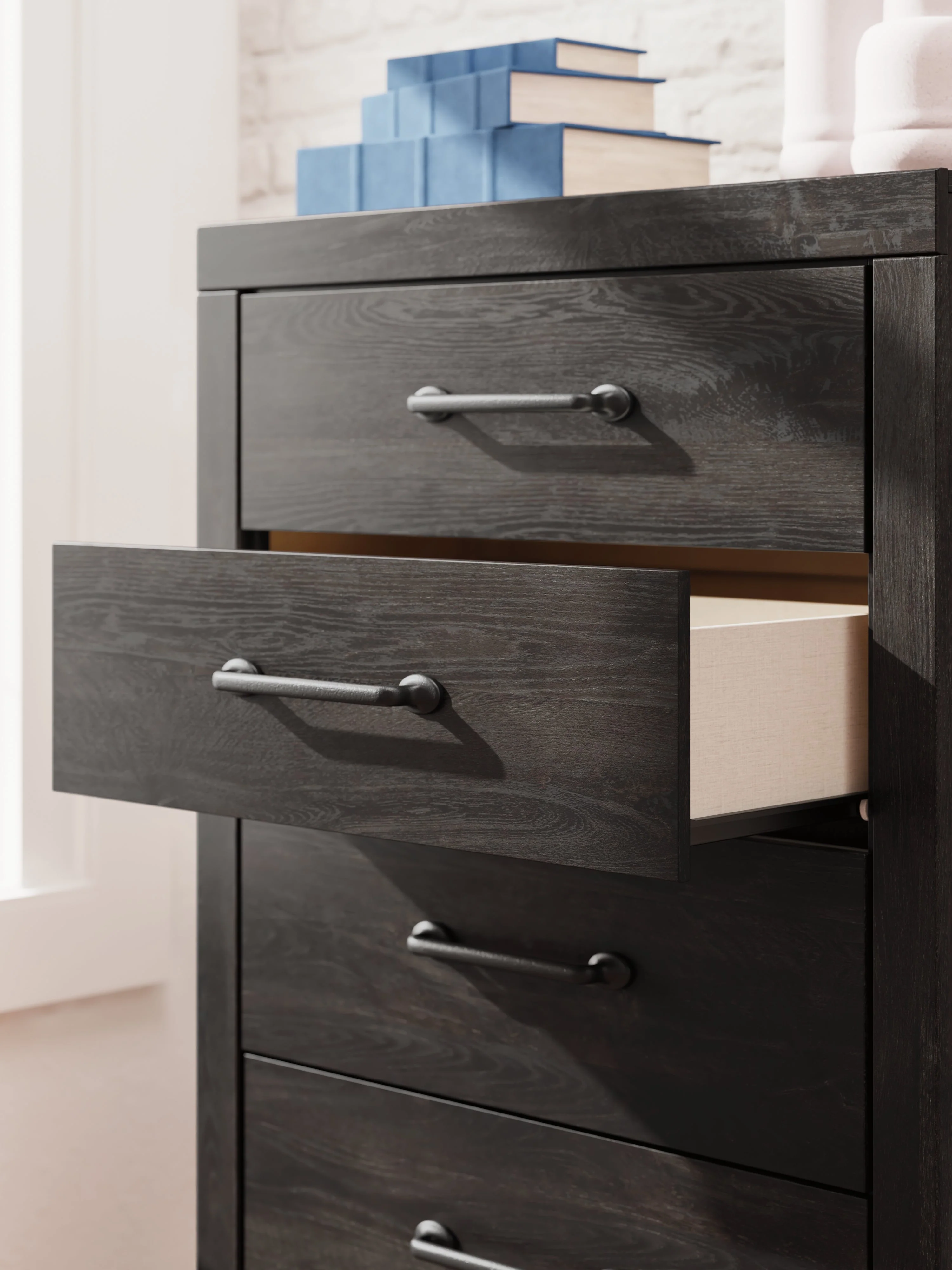 Hollivern Twin Panel Storage Bed with Mirrored Dresser, Chest and Nightstand in Dark Gray - Image 39