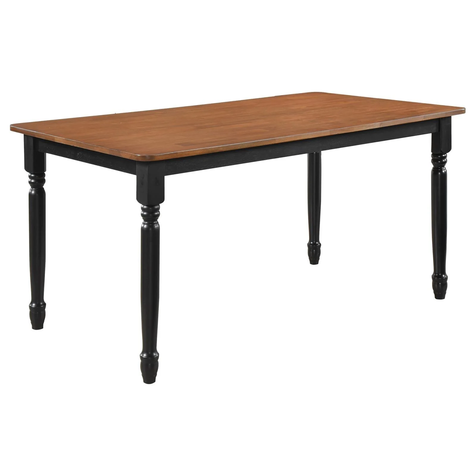 Hollyoak Walnut and Black Farmhouse Rectangular Dining Table with Turned Legs