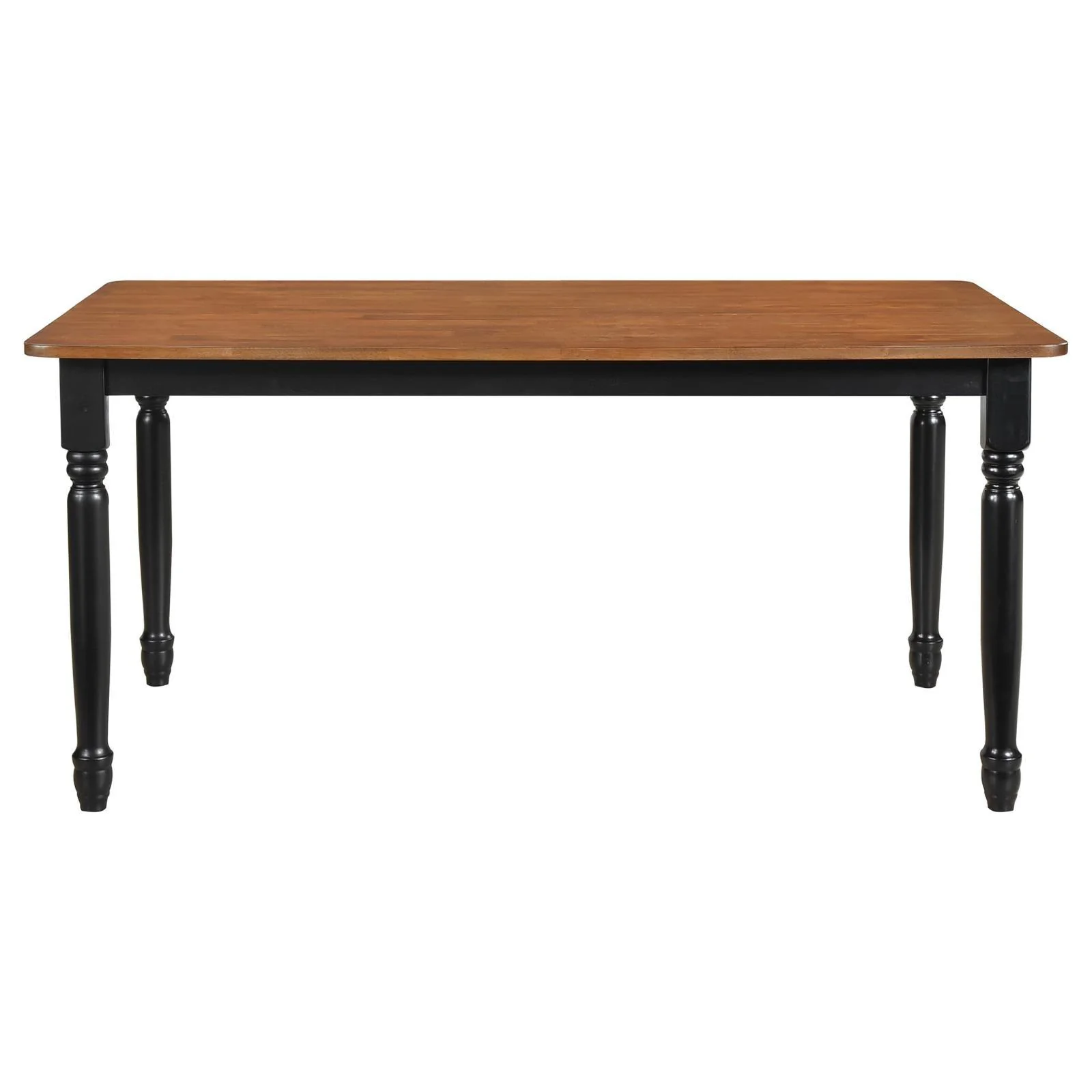 Hollyoak Walnut and Black Farmhouse Rectangular Dining Table with Turned Legs - Image 2
