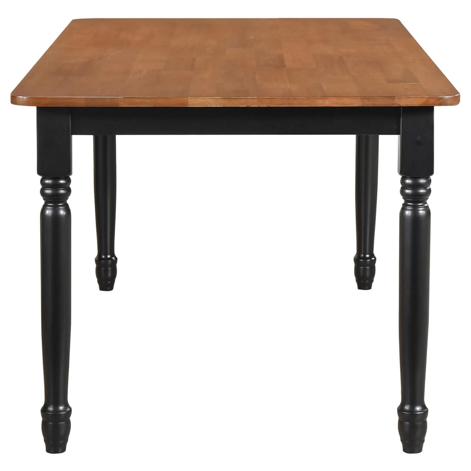 Hollyoak Walnut and Black Farmhouse Rectangular Dining Table with Turned Legs - Image 3