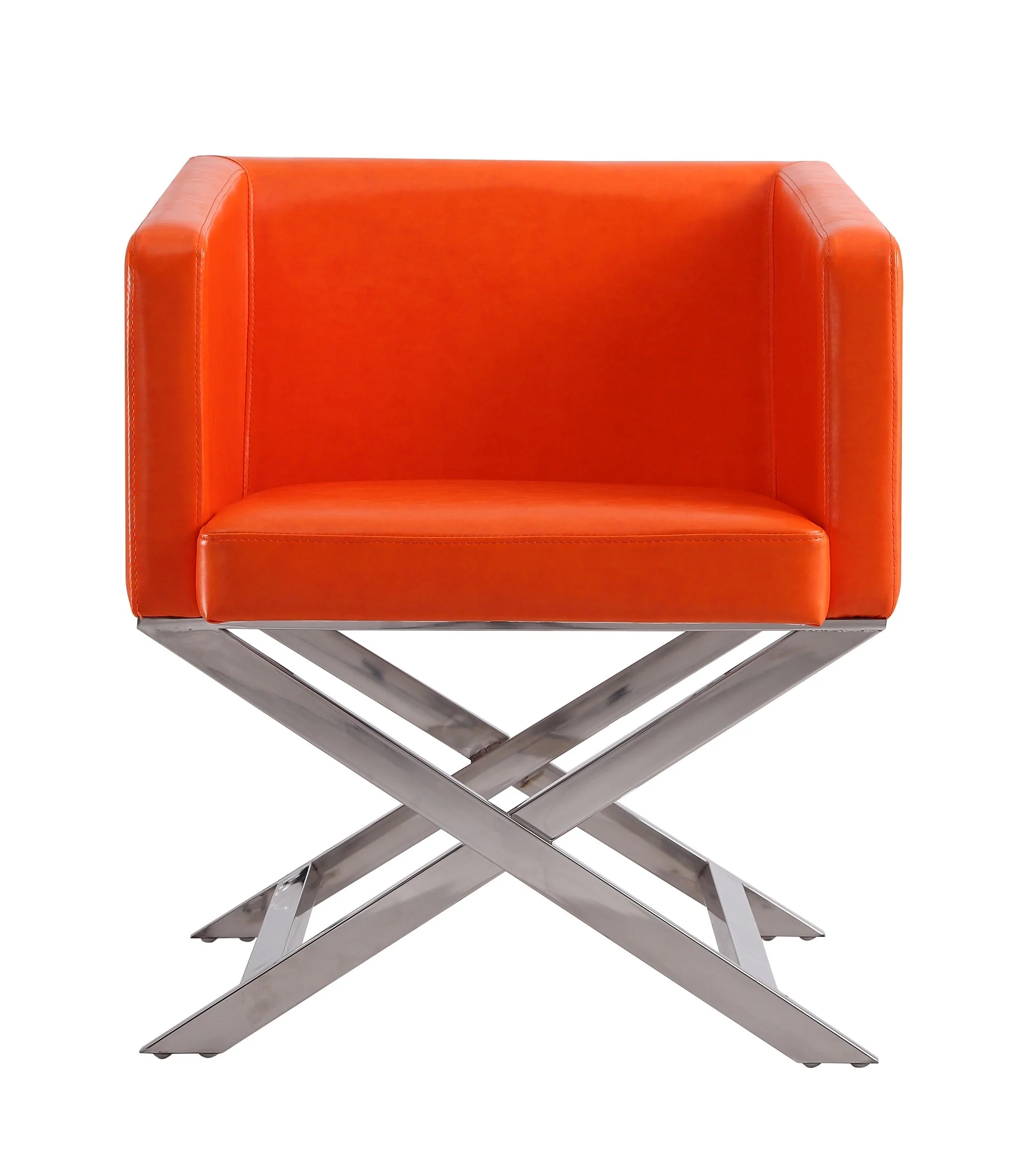 Hollywood Lounge Accent Chair in Orange and Polished Chrome (set of 2) - Image 4