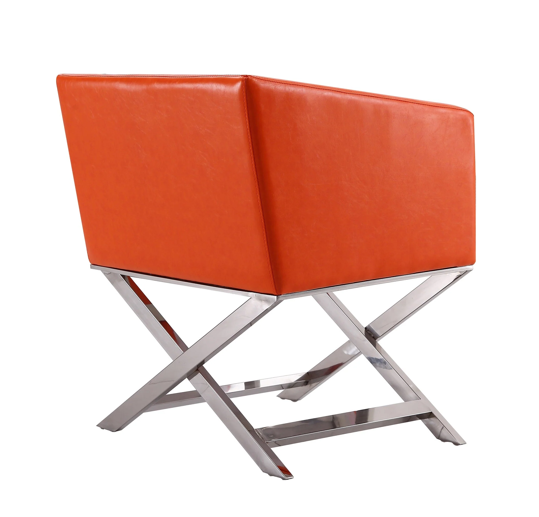Hollywood Lounge Accent Chair in Orange and Polished Chrome (set of 2) - Image 6