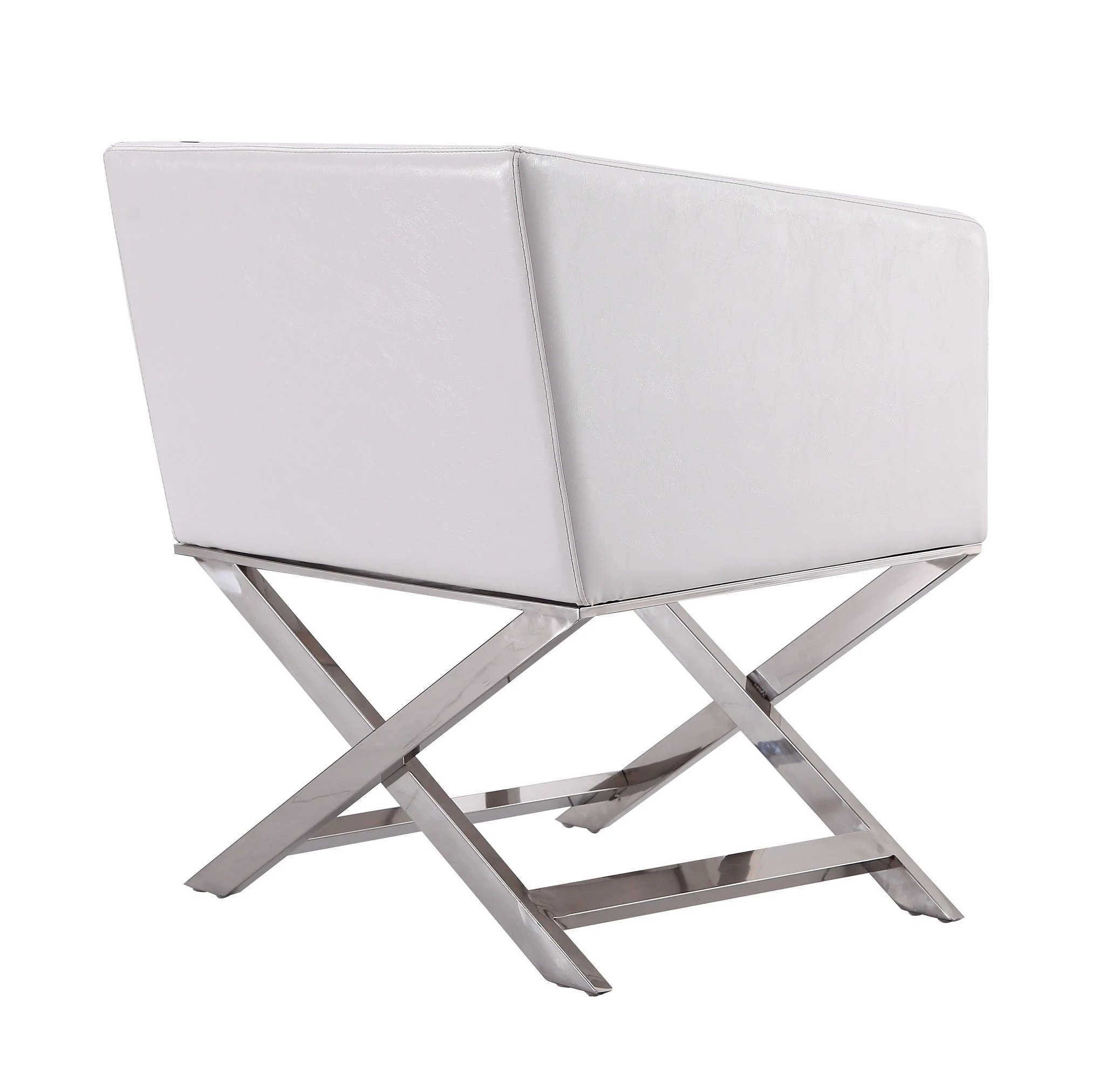 Hollywood Lounge Accent Chair in White and Polished Chrome (set of 2) - Image 6