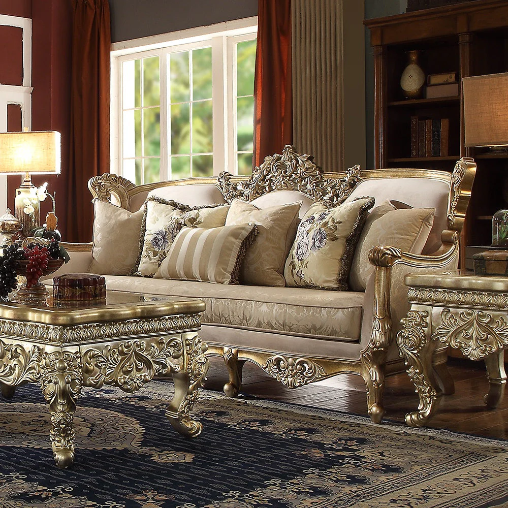 Homey Design HD-04 Marbled Champagne Silver Sofa