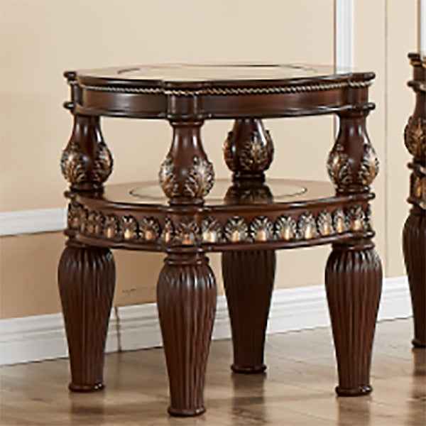 Homey Design HD-1521 Dark Mahogany Metallic Gold End Table