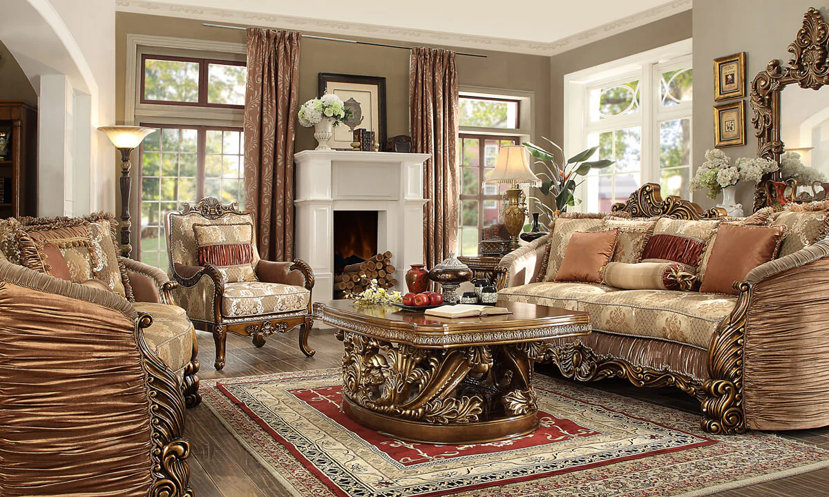 Homey Design HD-1601 Antique Gold Loveseat