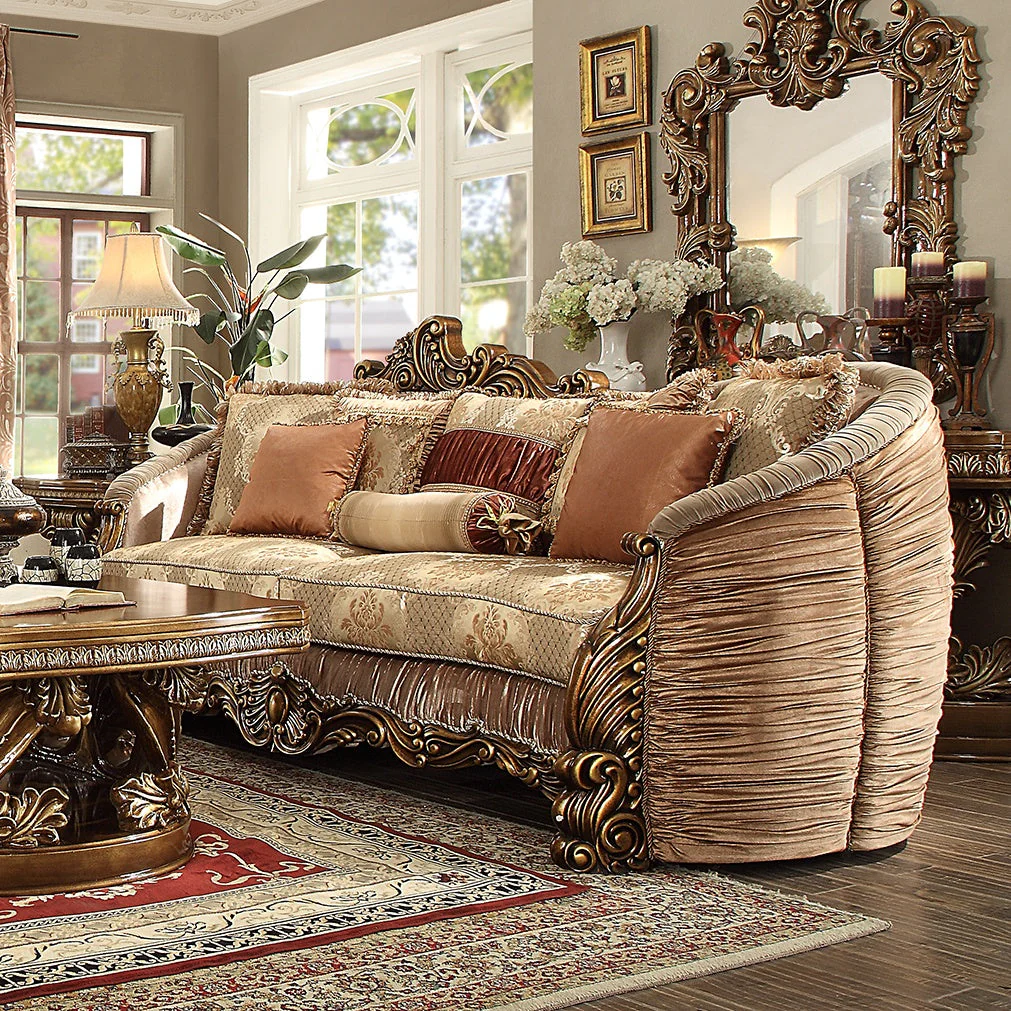 Homey Design HD-1601 in Metallic Antique Gold Sofa