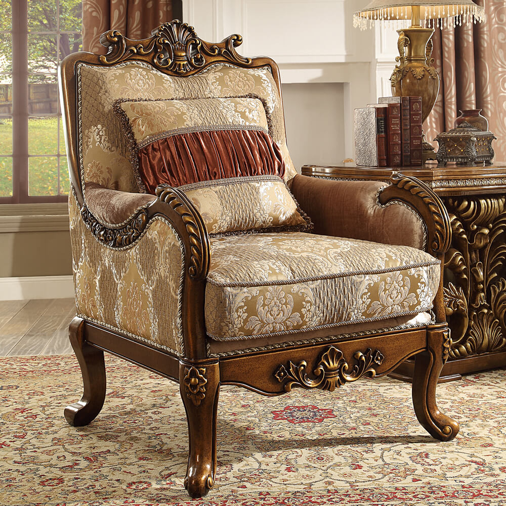 Homey Design HD-1601 in Metallic Antique Gold Sofa - Image 4