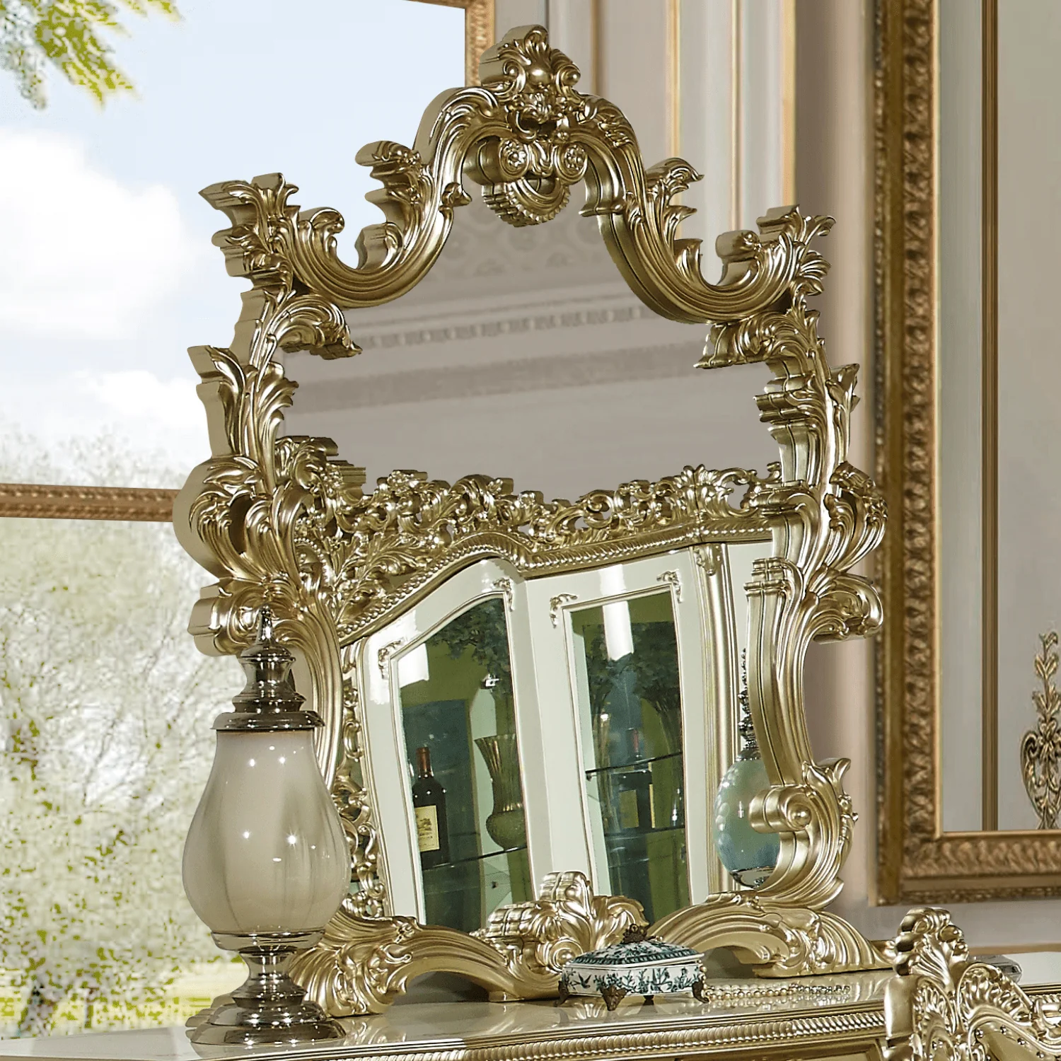 Homey Design HD-1812 Champagne Nightstand - Image 3