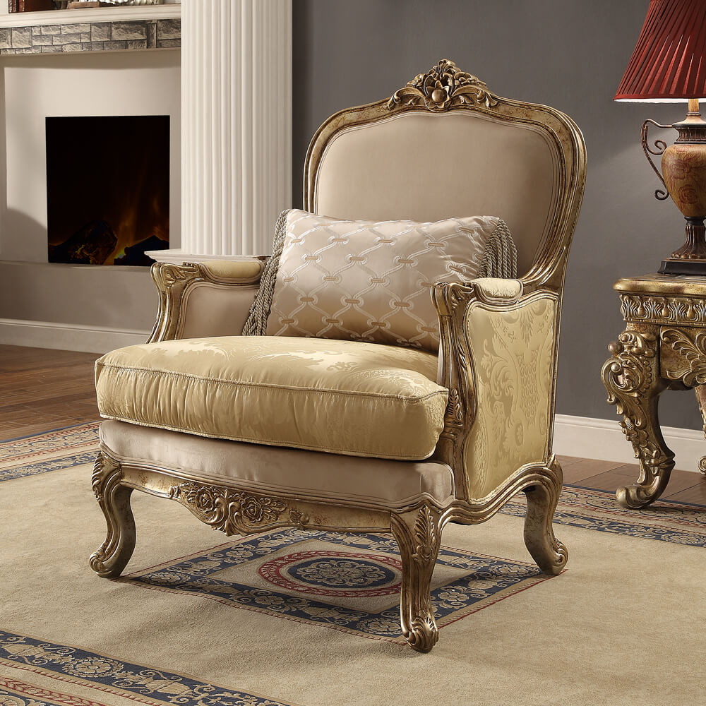 Homey Design HD-2626 Metallic Bright Gold 3-Piece Set - Image 2