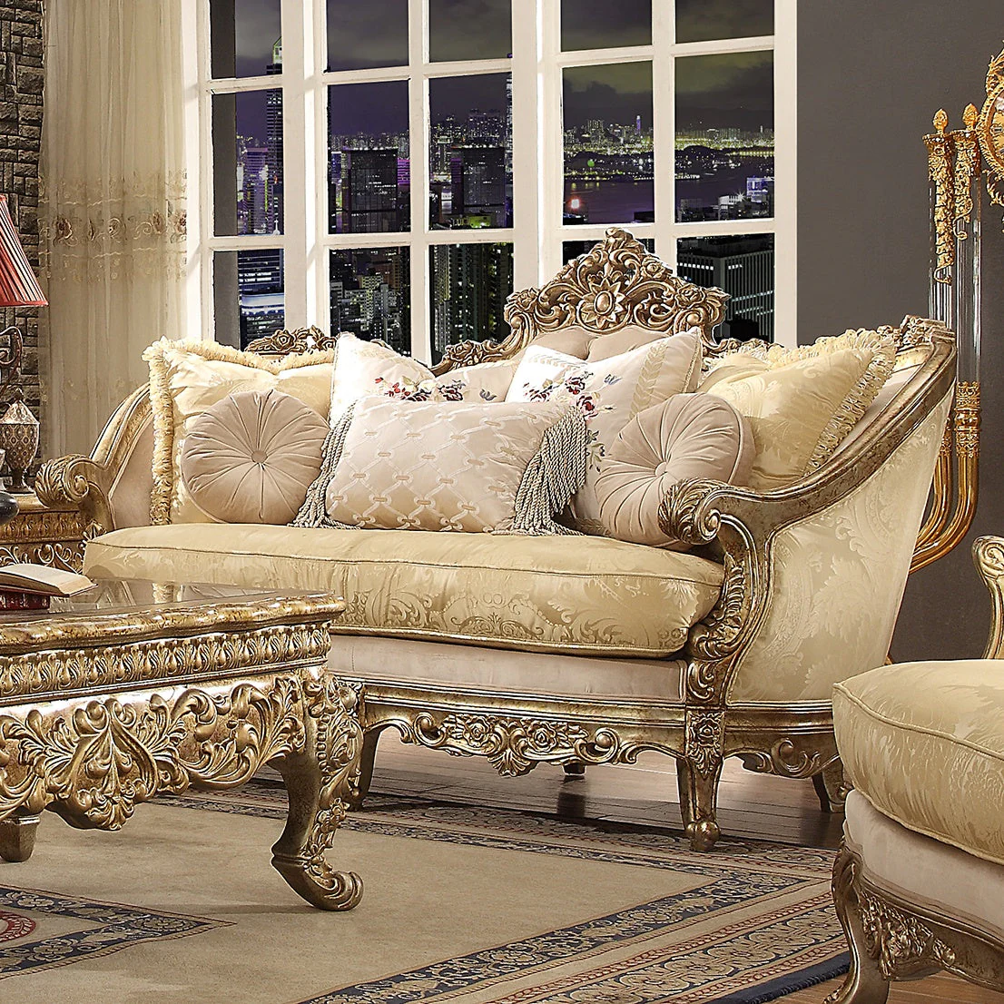 Homey Design HD-2626 Metallic Bright Gold 3-Piece Set - Image 4