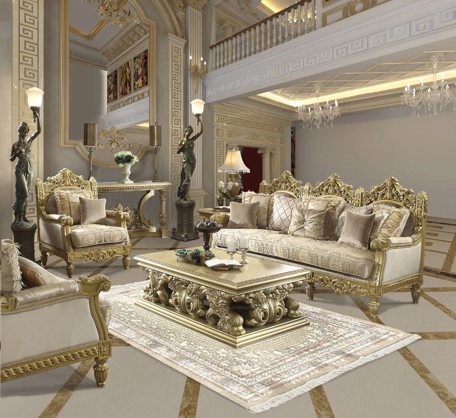 Homey Design HD-2659 Metallic Bright Gold 3-Piece Set