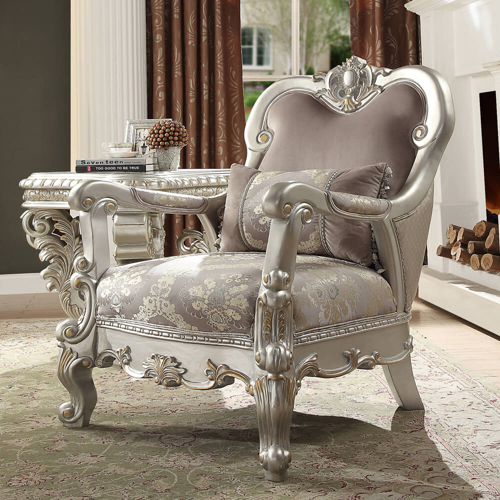 Homey Design HD-372 Metallic Silver 3-Piece Set - Image 2