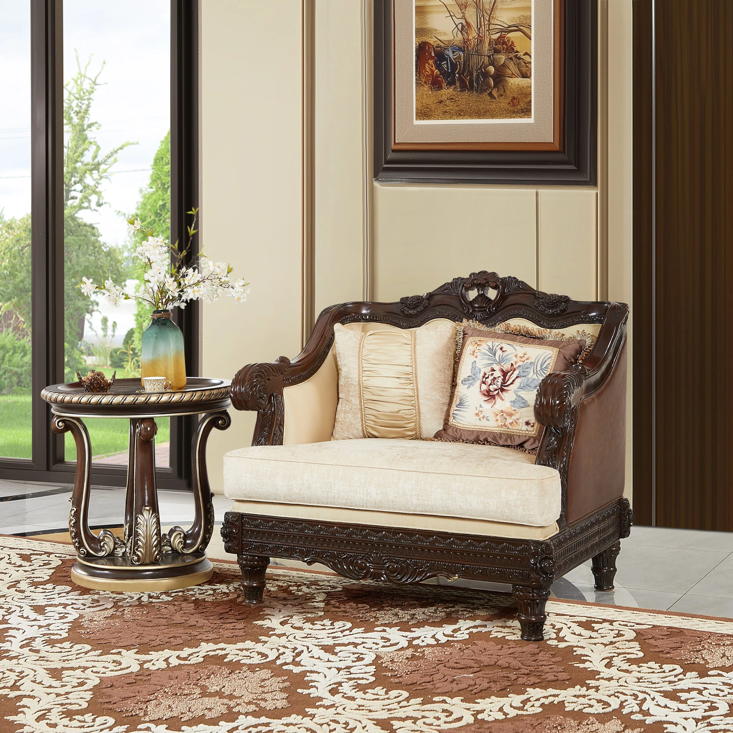 Homey Design HD-386 Cherry Mahogany 3-Piece Set - Image 4