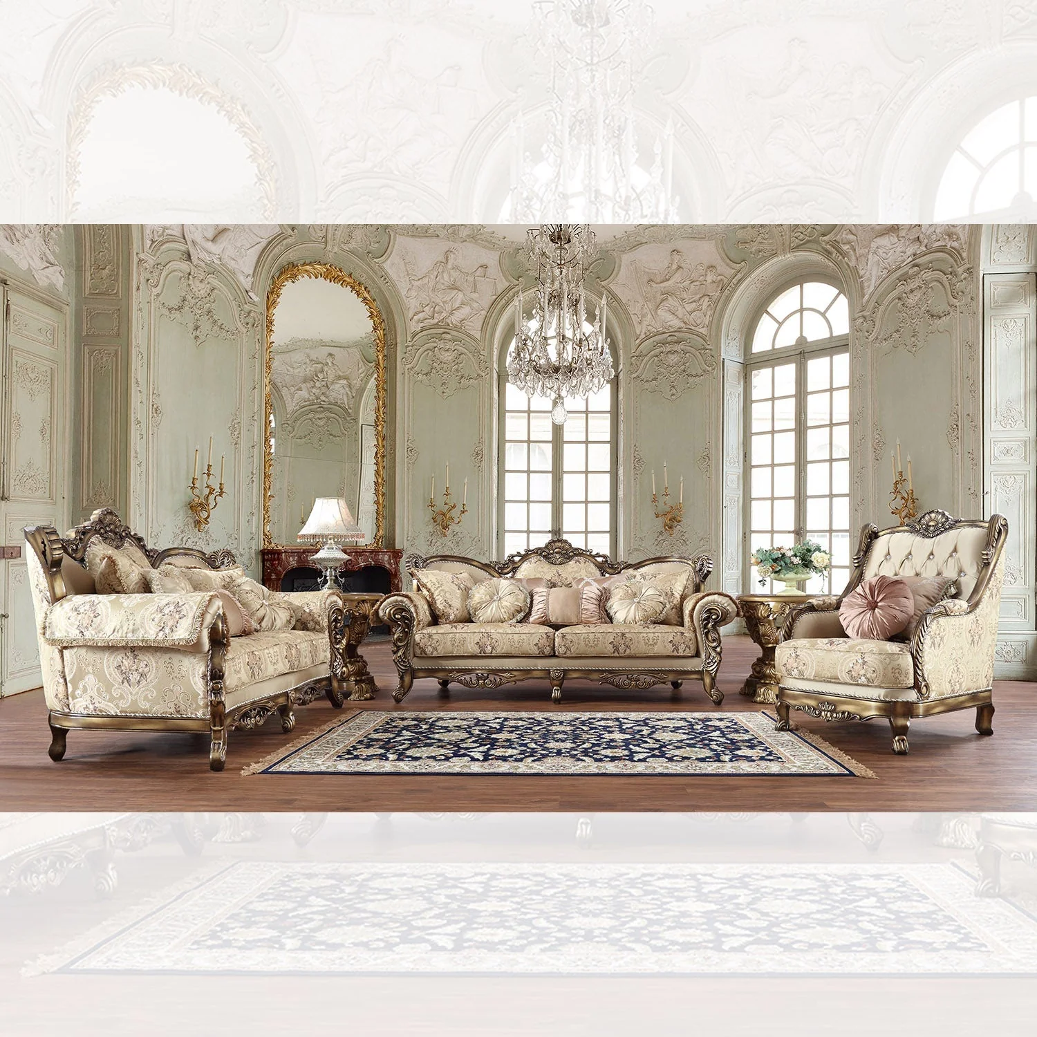 Homey Design HD-506 Metallic Antique Gold/Perfect Brown 3-Piece Set - Image 5