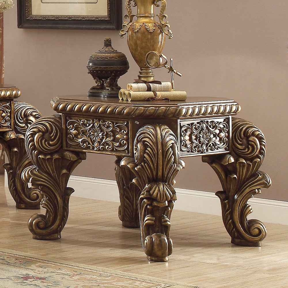 Homey Design HD-8011 Antique Gold Perfect Brown End Table