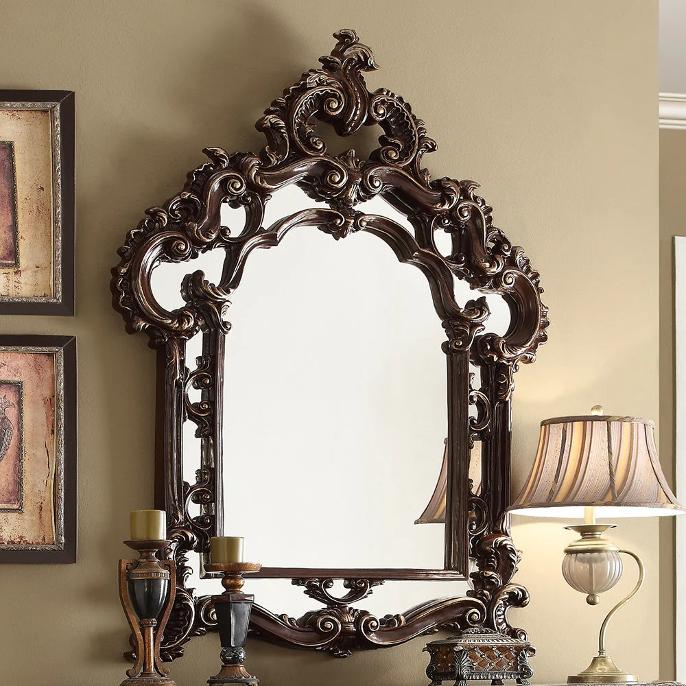 Homey Design HD-8017 Brown Metallic Silver Mirror