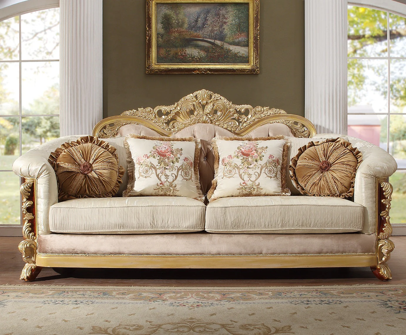 Homey Design HD-821 Rich Brown & Metallic Bright Gold Accent 3-Piece Set - Image 3