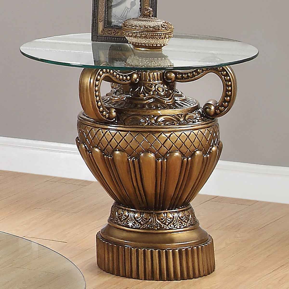 Homey Design HD-8908B Bronze End Table