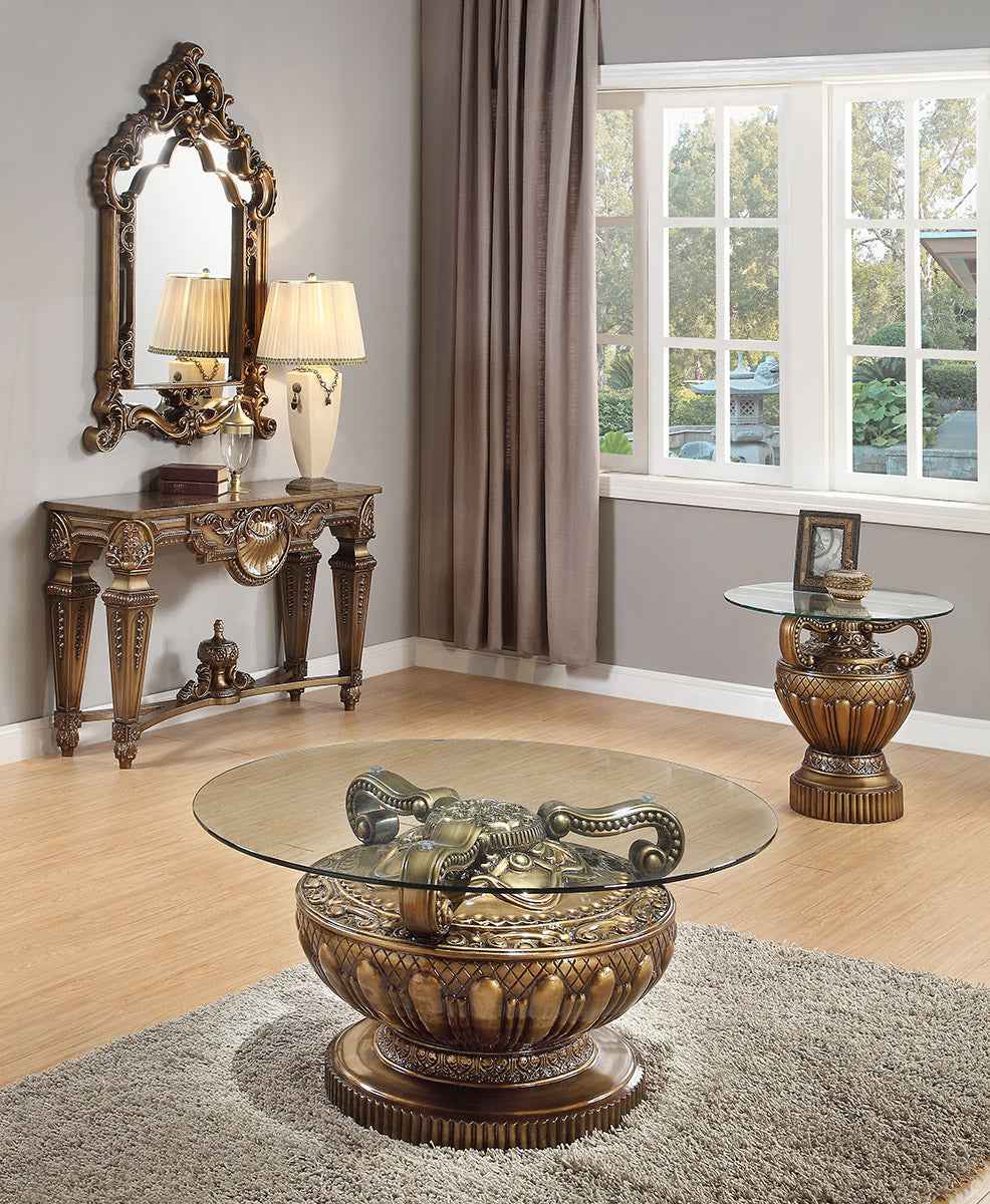 Homey Design HD-8908B Bronze End Table - Image 2