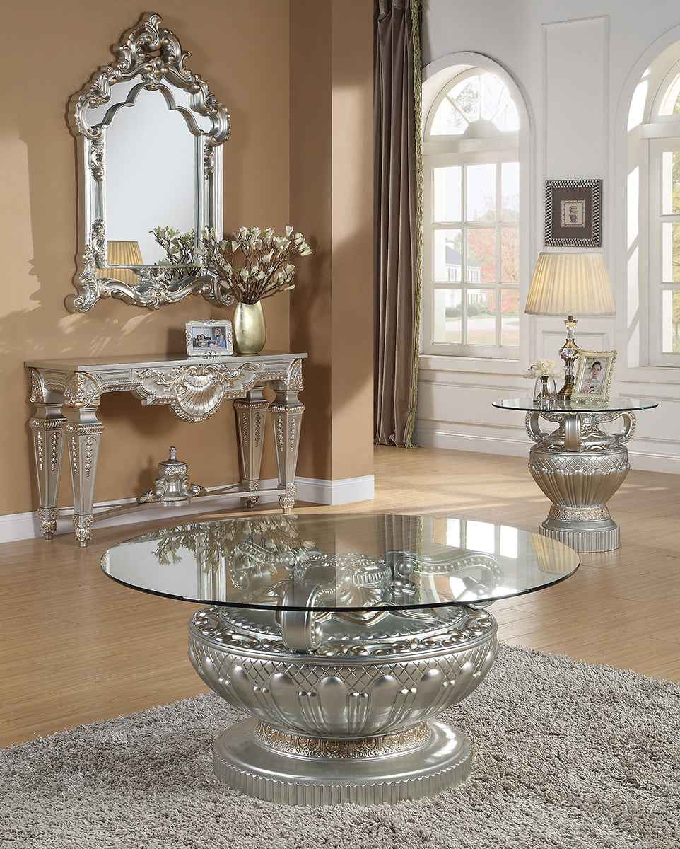 Homey Design HD-8908S Silver End Table - Image 2