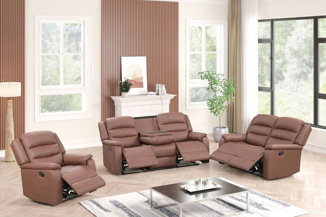 Hope Brown 3-Piece Reclining Living Room Set