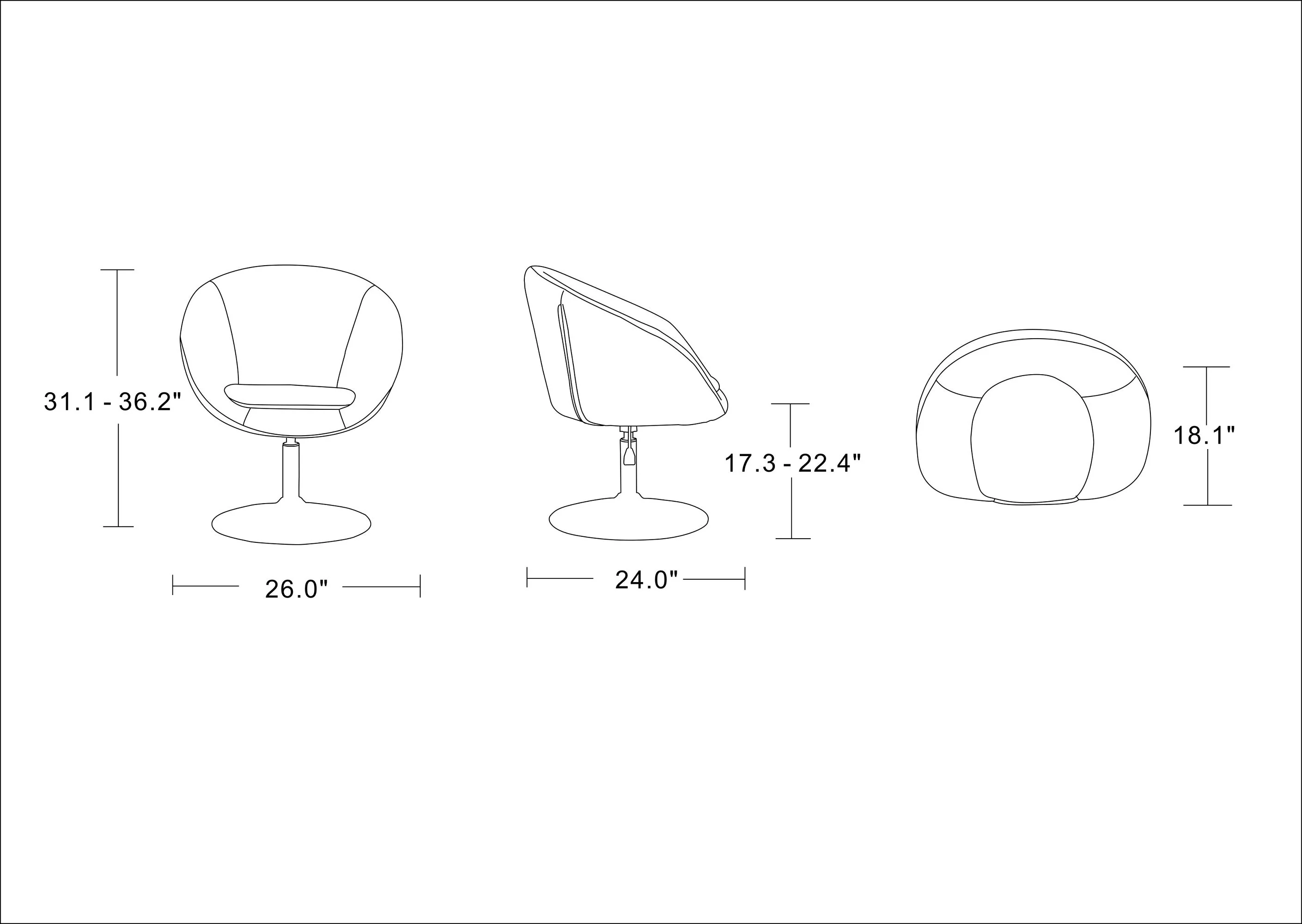 Hopper Swivel Adjustable Height Faux Leather Chair in Black and Polished Chrome - Image 3
