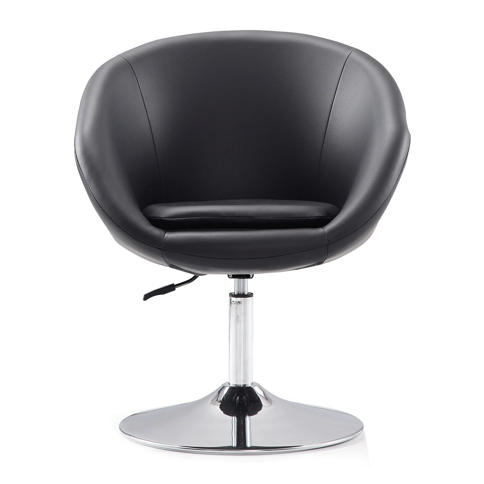 Hopper Swivel Adjustable Height Faux Leather Chair in Black and Polished Chrome - Image 4