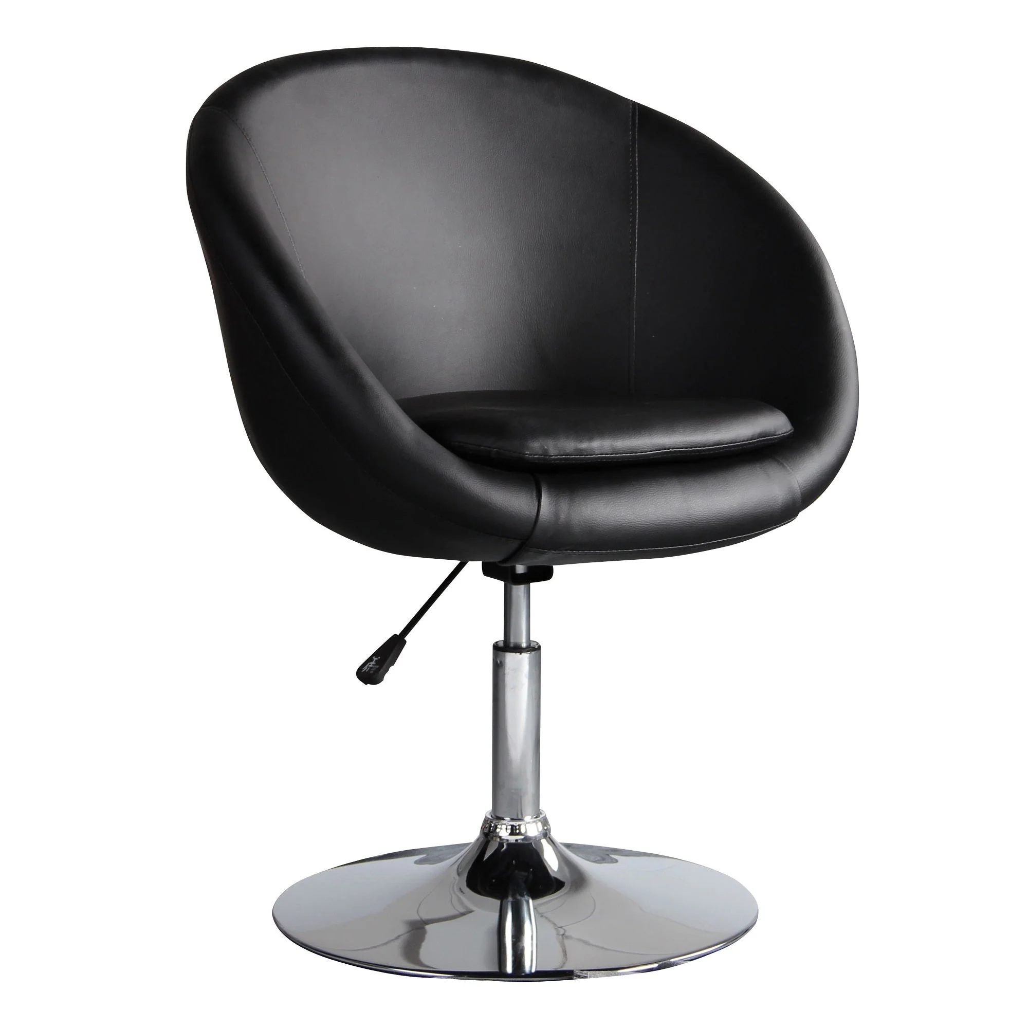 Hopper Swivel Adjustable Height Faux Leather Chair in Black and Polished Chrome - Image 5