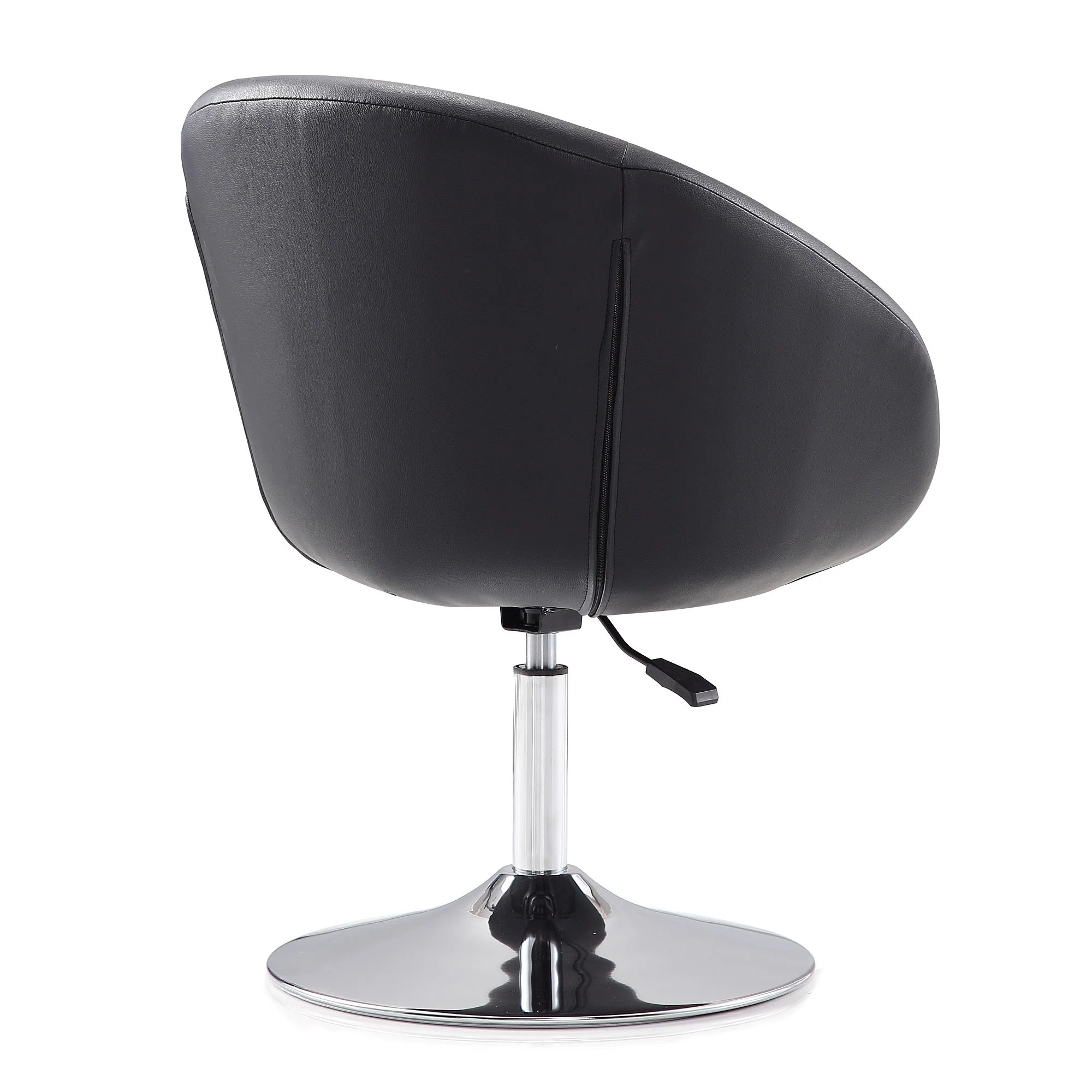 Hopper Swivel Adjustable Height Faux Leather Chair in Black and Polished Chrome - Image 7