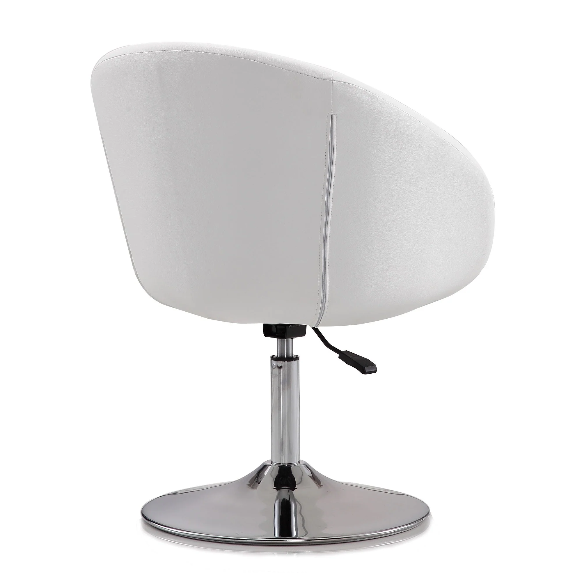 Hopper Swivel Adjustable Height Faux Leather Chair in White and Polished Chrome - Image 7