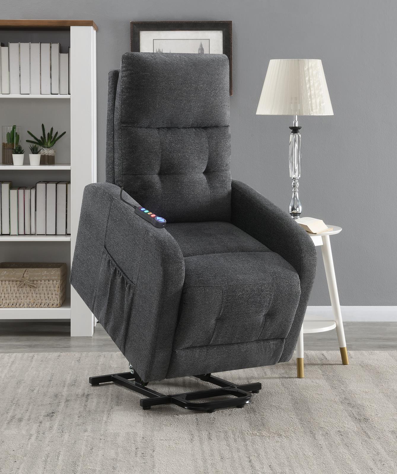 Howie Charcoal Tufted Upholstered Power Lift Recliner