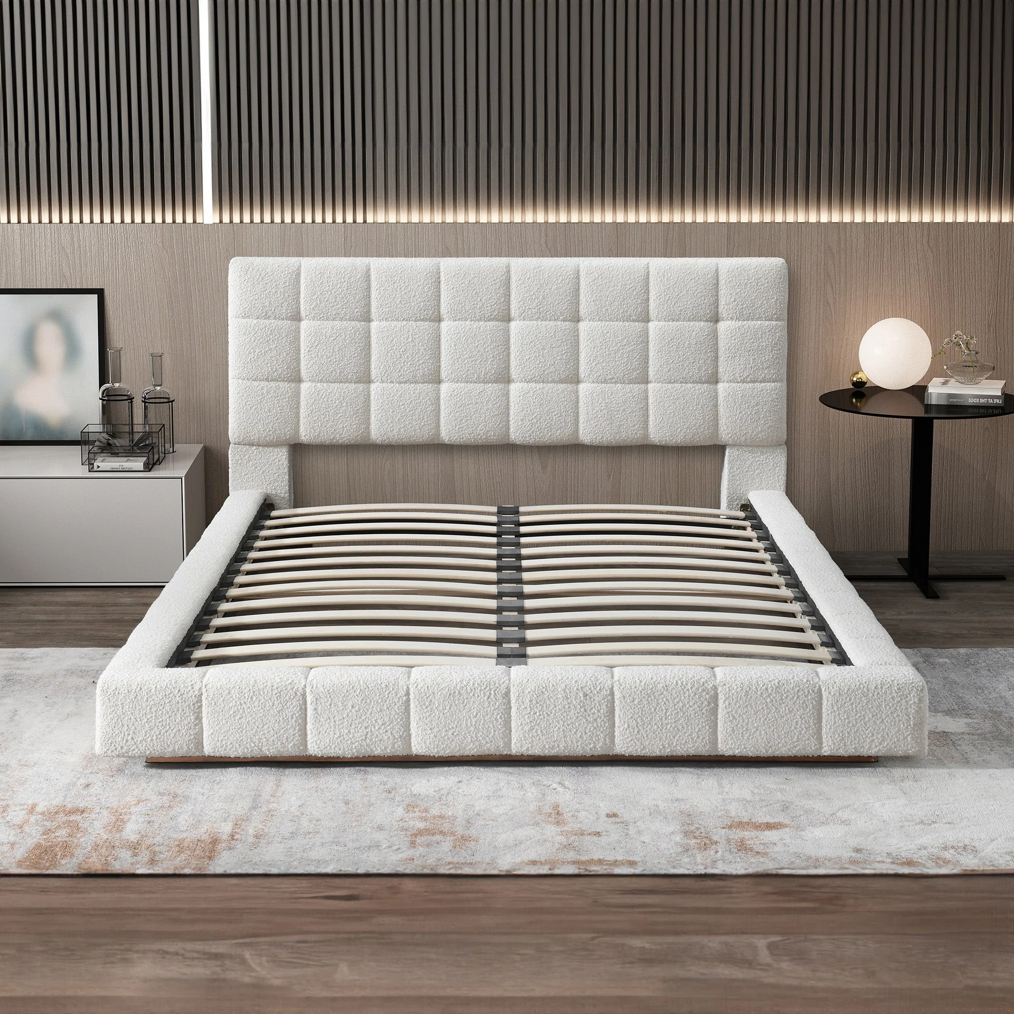 Hudson Ivory Boucle Queen Bed - Image 5