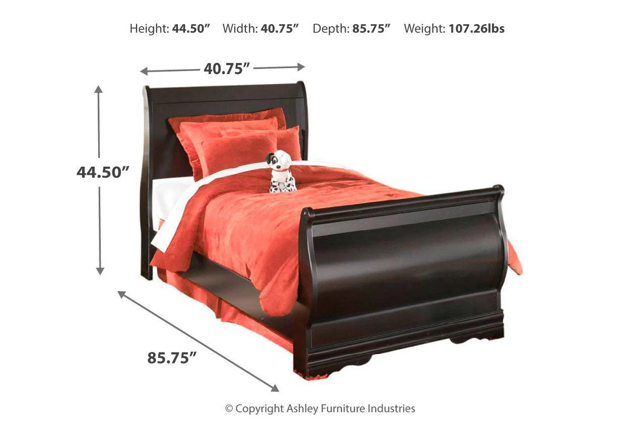 Huey Vineyard Black Twin Sleigh Bed - Image 3