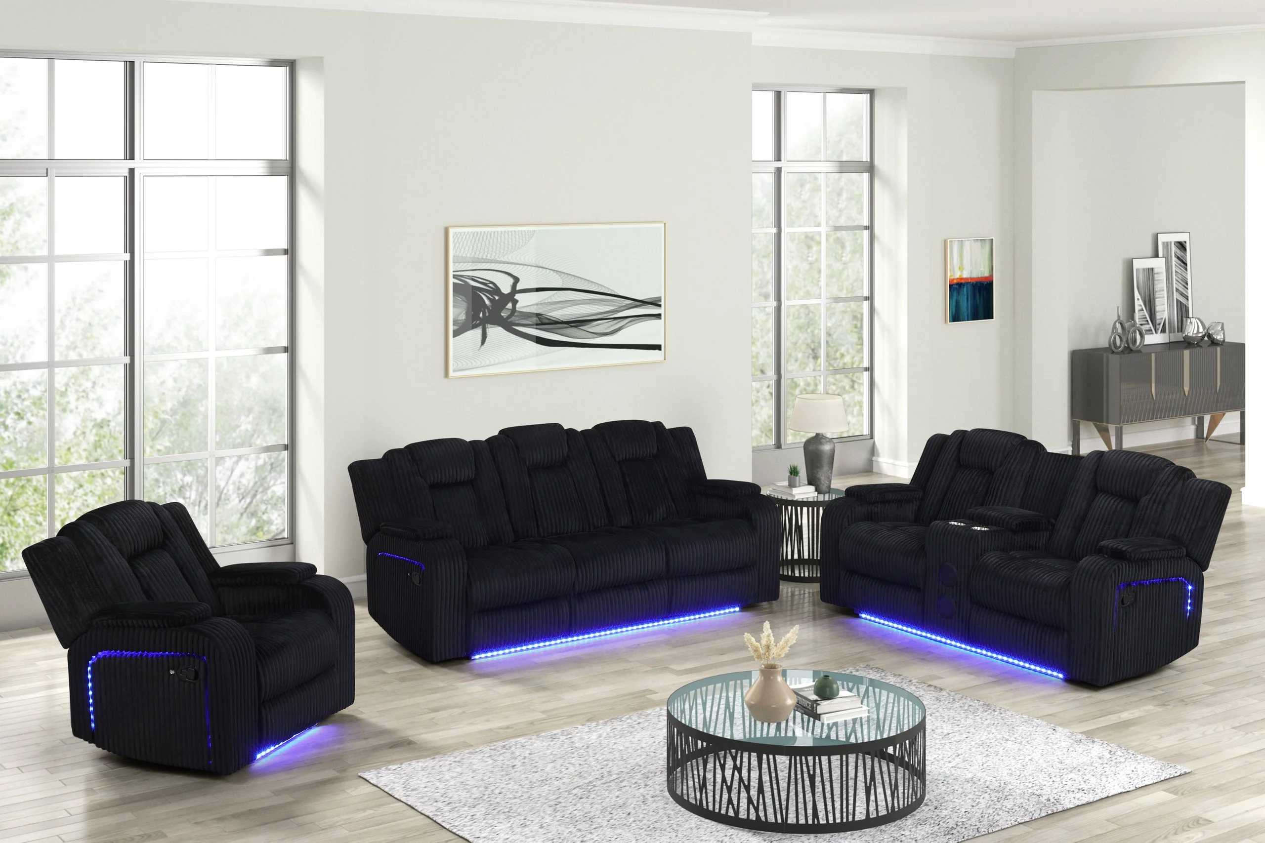 Hulk Black 3-Piece Reclining Set - Image 2