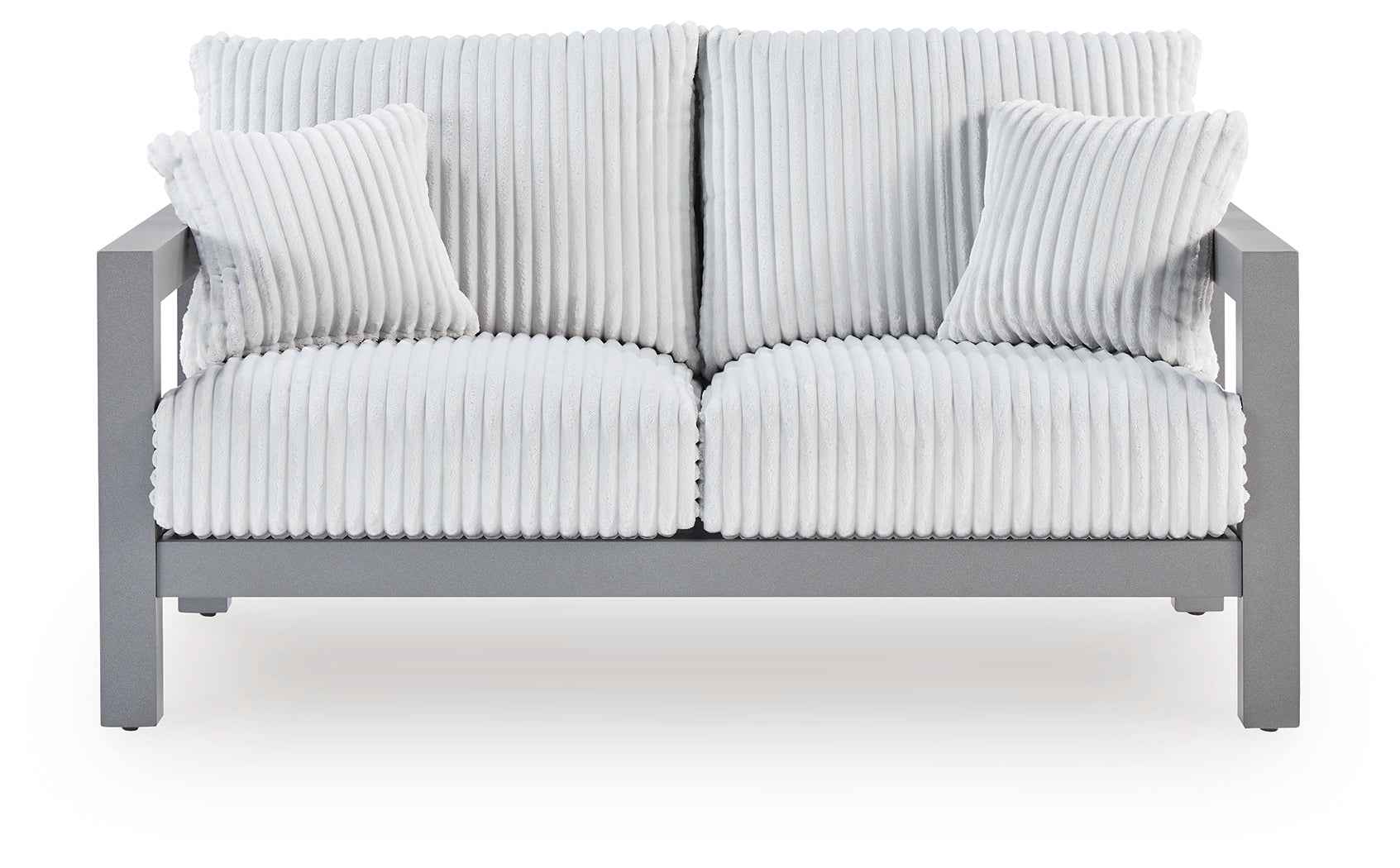 Hurley Park Gray Outdoor Sofa and Loveseat - Image 2