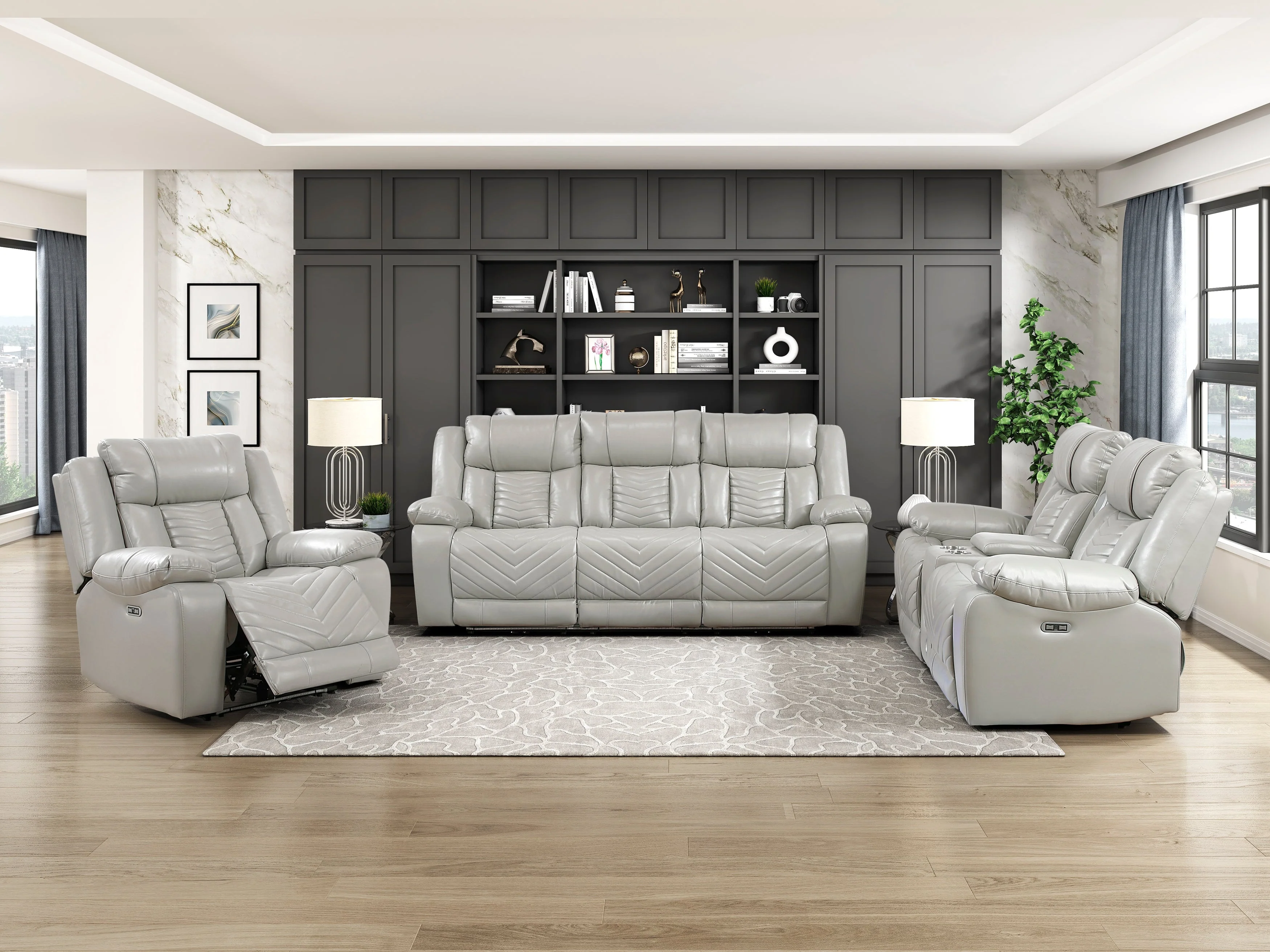 Huron Gray Power Double Reclining Sofa - Image 12