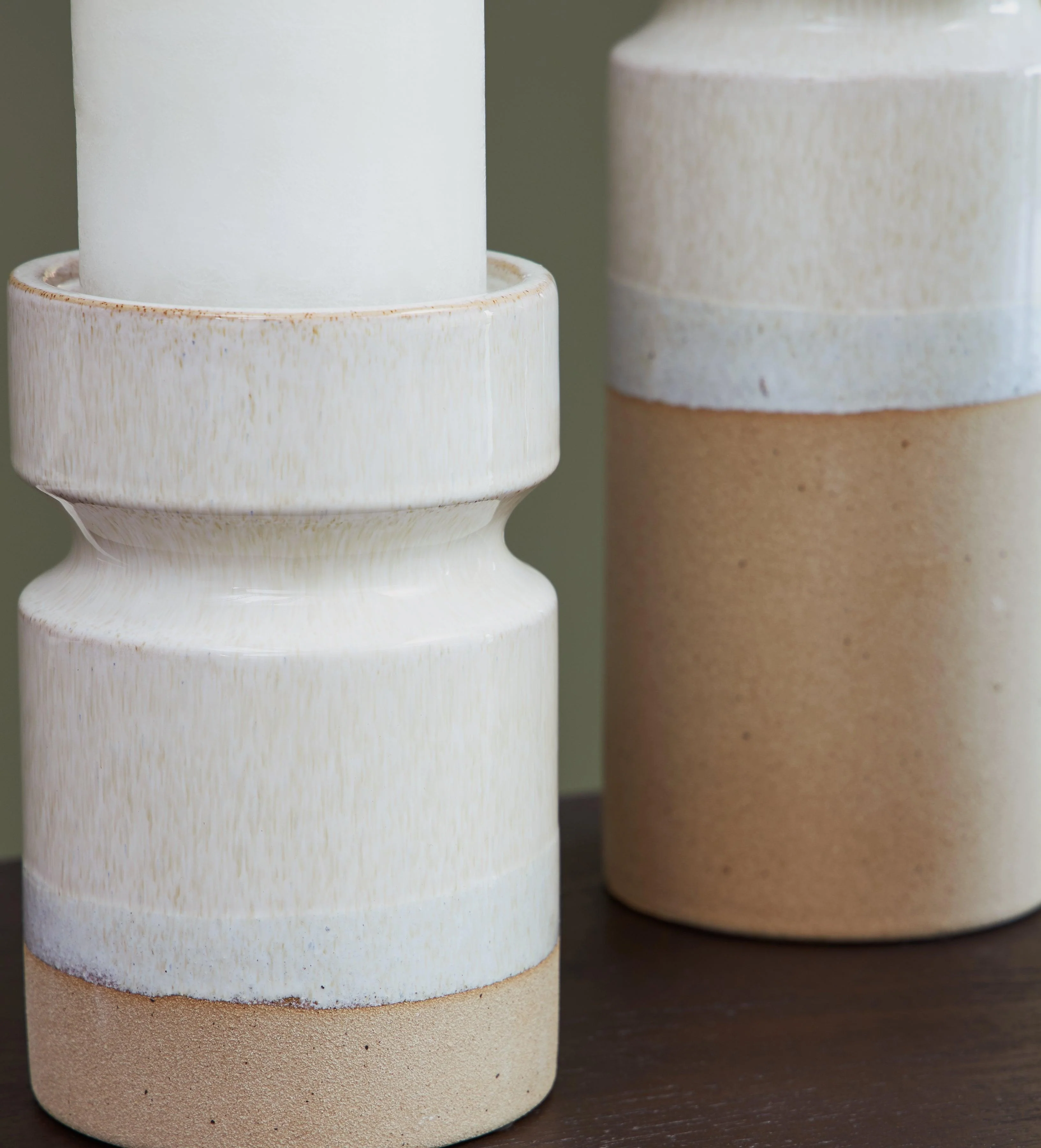 Hurston Ivory/Brown Candle Holder - Image 2