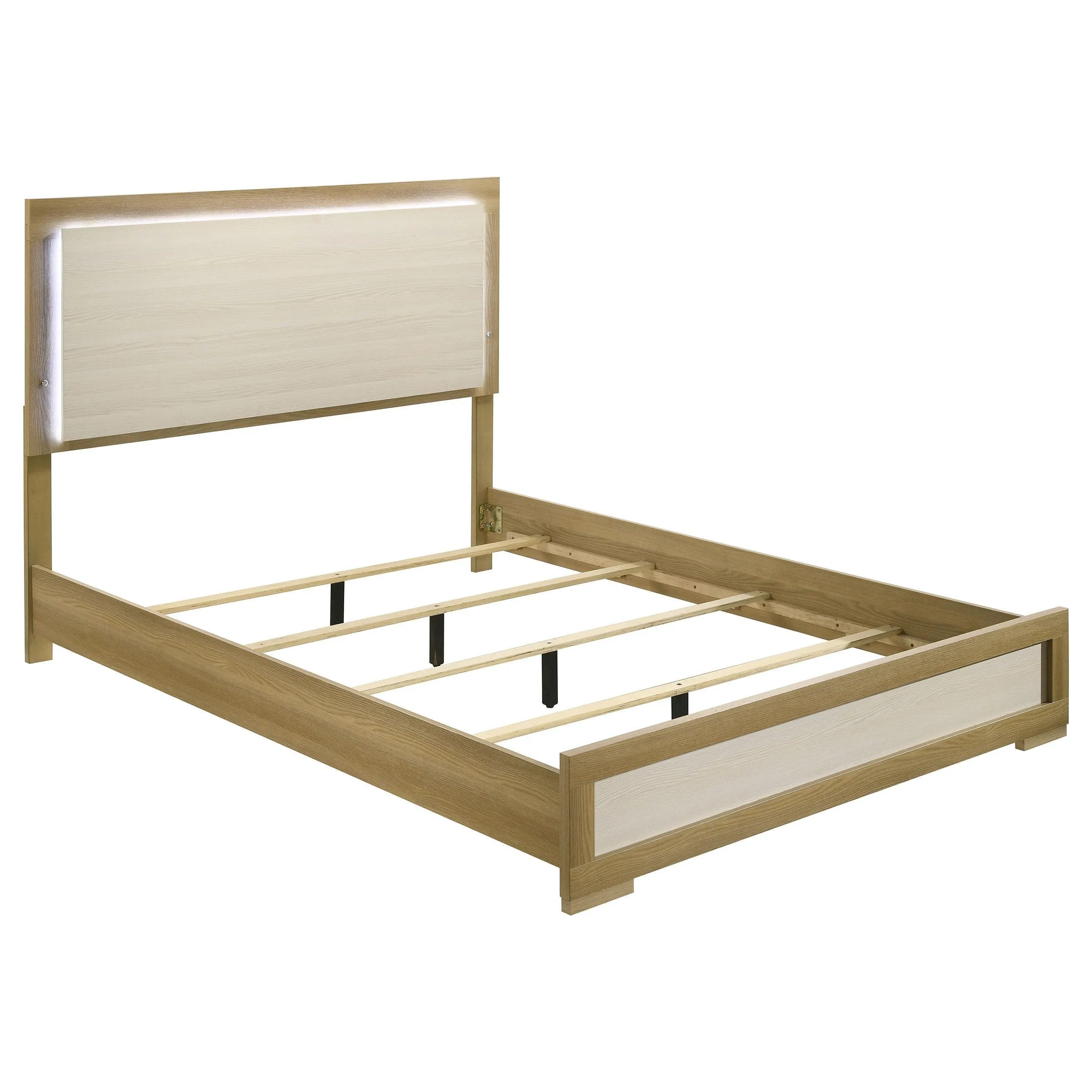 Hyland Natural and White Wood Queen LED Panel Bed - Image 3