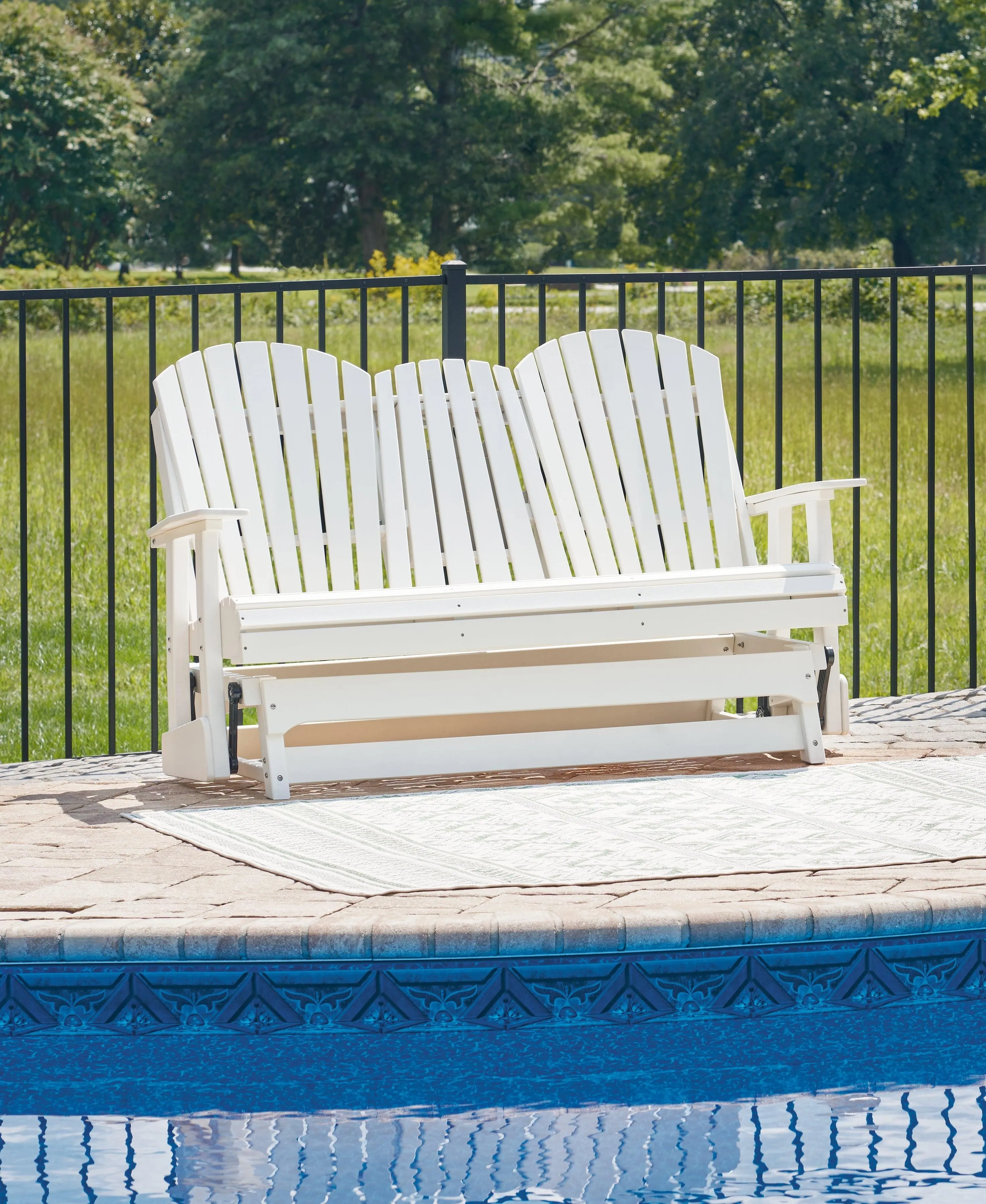 Hyland wave White Outdoor Glider Loveseat - Image 9
