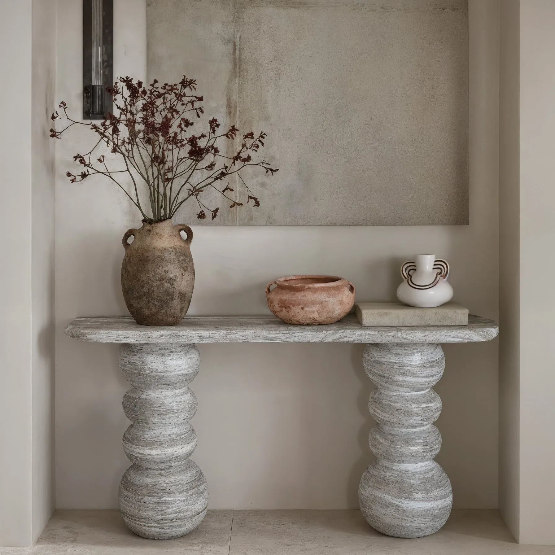 Hyre 59" Faux Stone Indoor/Outdoor Concrete Console Table - Image 2