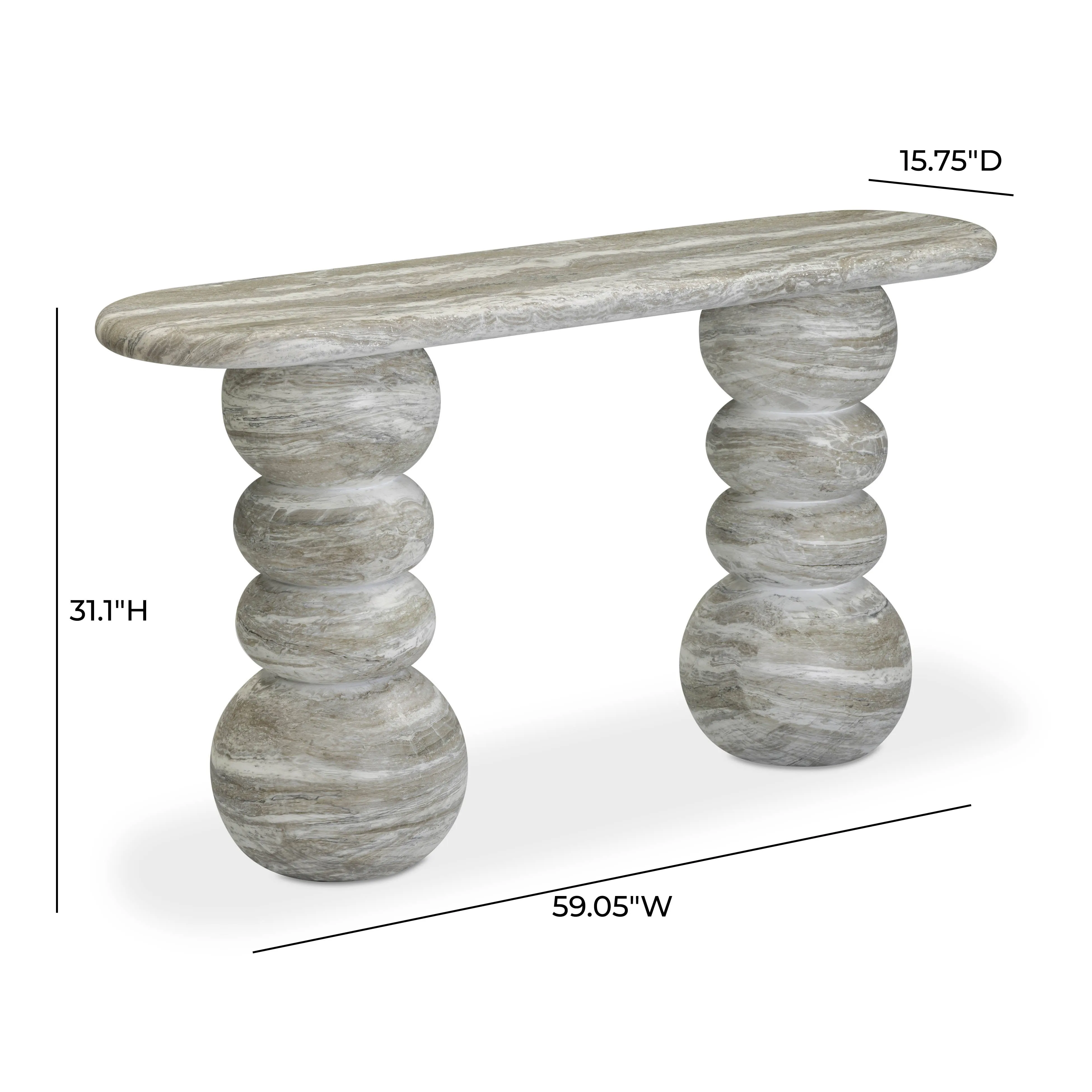 Hyre 59" Faux Stone Indoor/Outdoor Concrete Console Table - Image 5