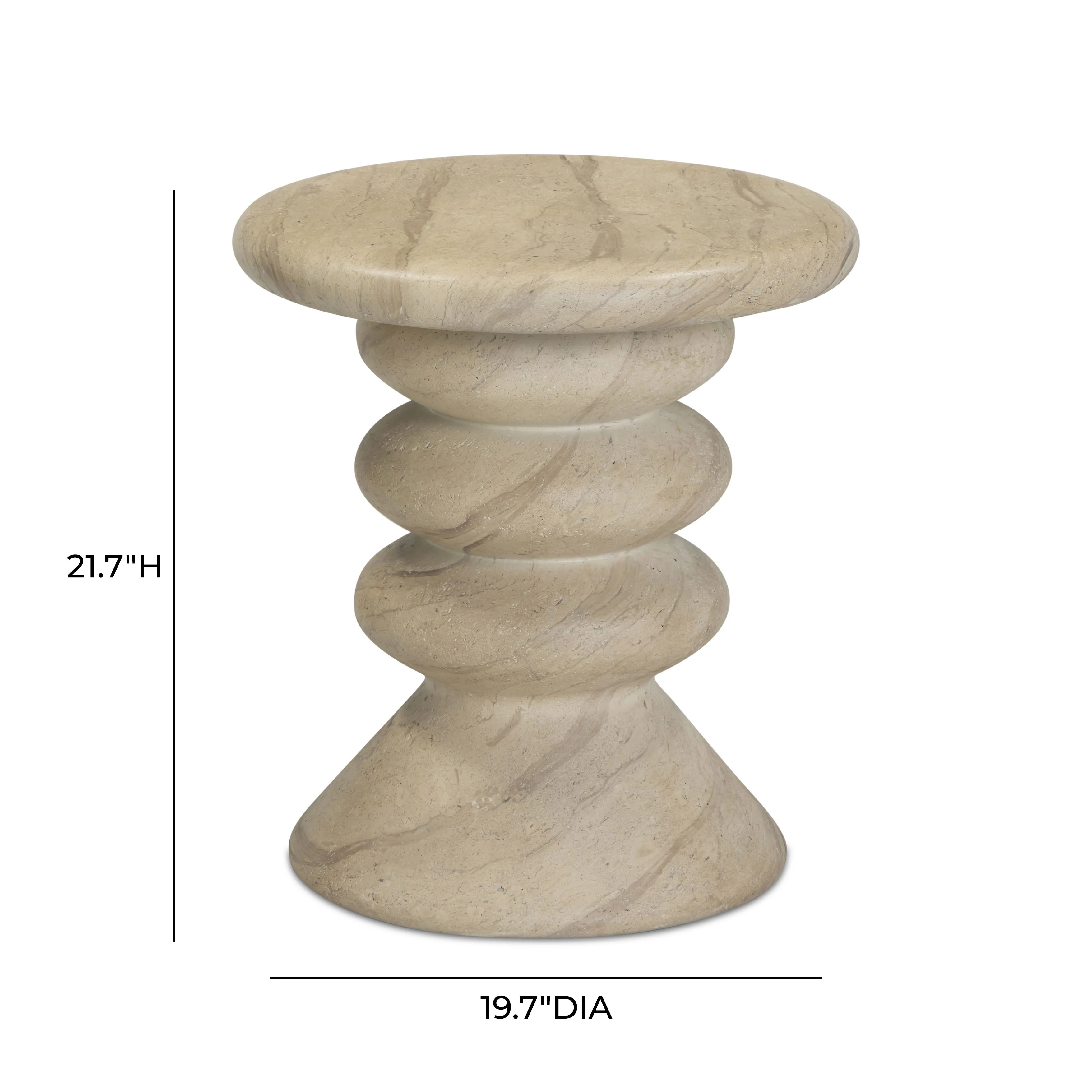 Hyre Faux Travertine Indoor/Outdoor Concrete Side Table - Image 8