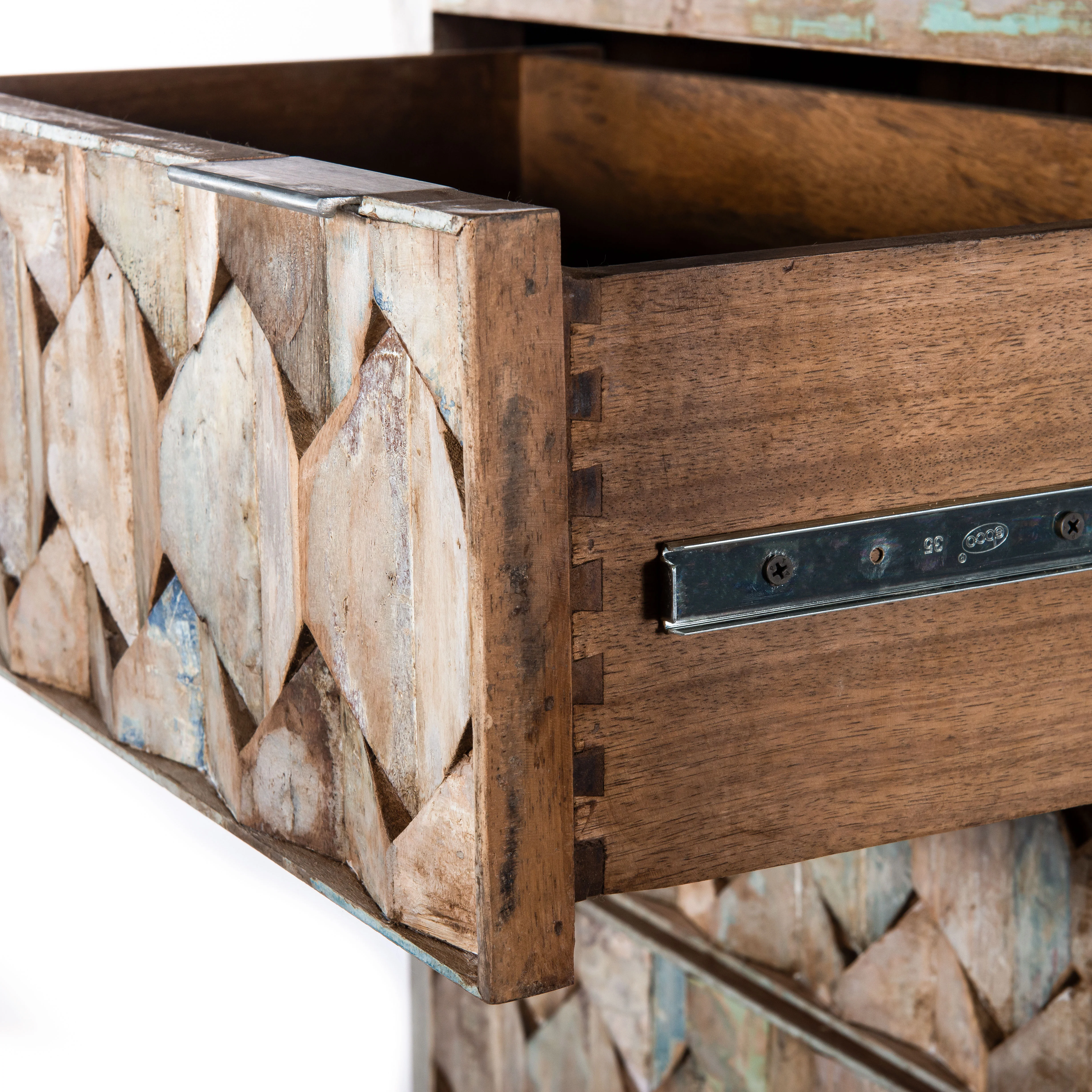 Ibiza 32" Tall Chest in Vintage Teal Reclaimed Wood - Image 3