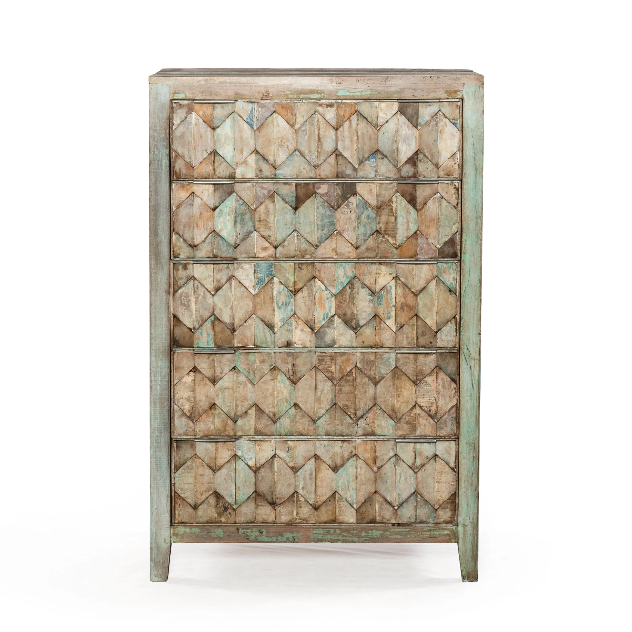 Ibiza 32" Tall Chest in Vintage Teal Reclaimed Wood - Image 6