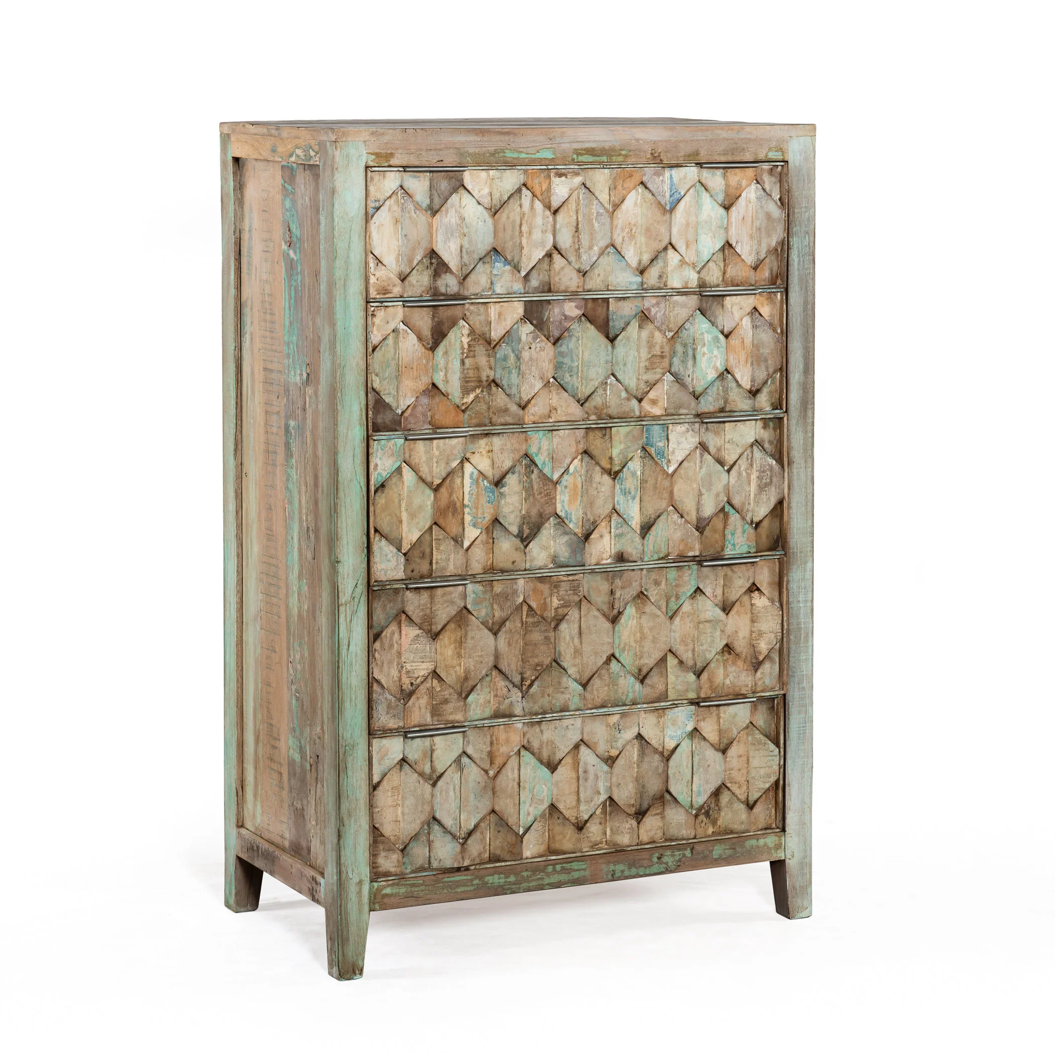 Ibiza 32" Tall Chest in Vintage Teal Reclaimed Wood - Image 7