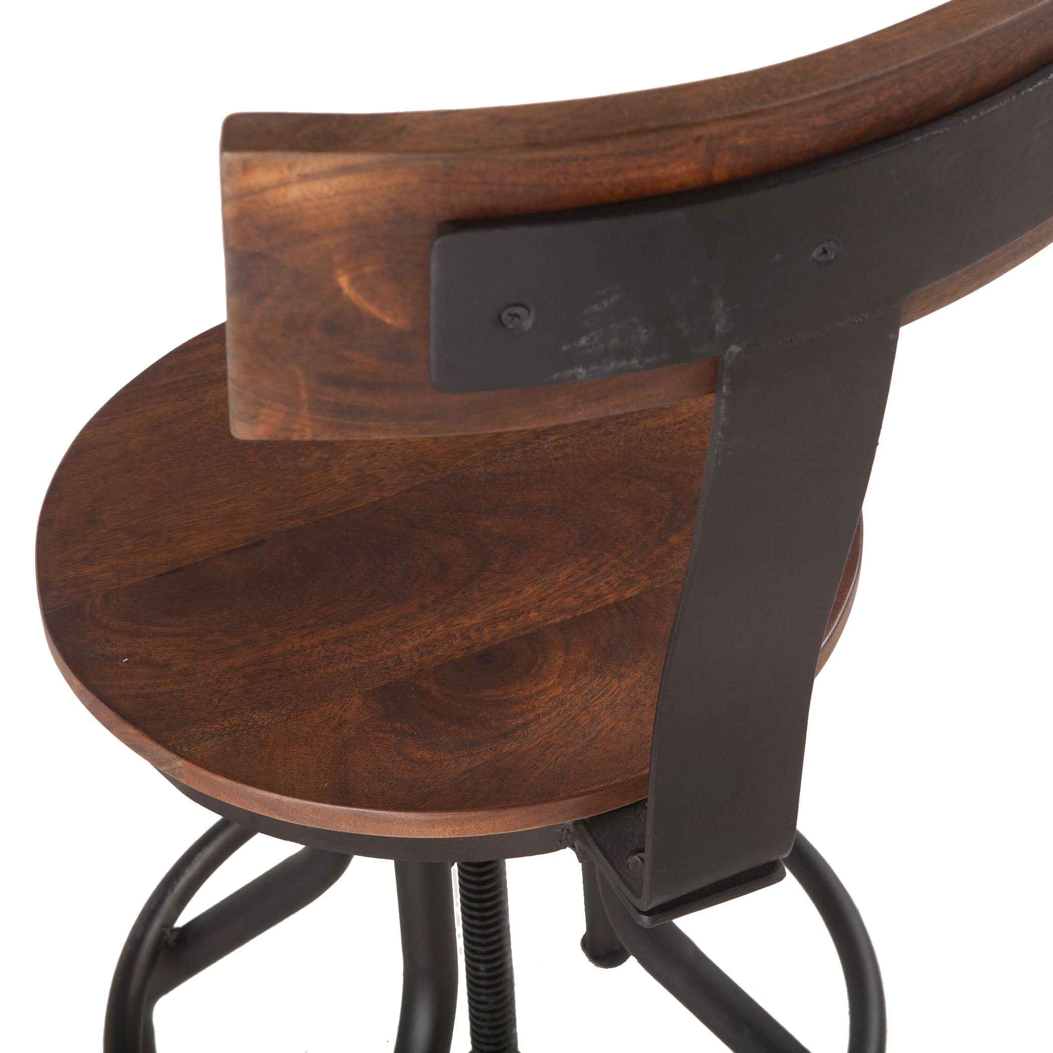 Industrial Modern 15" Adjustable Stool in Walnut - Image 2