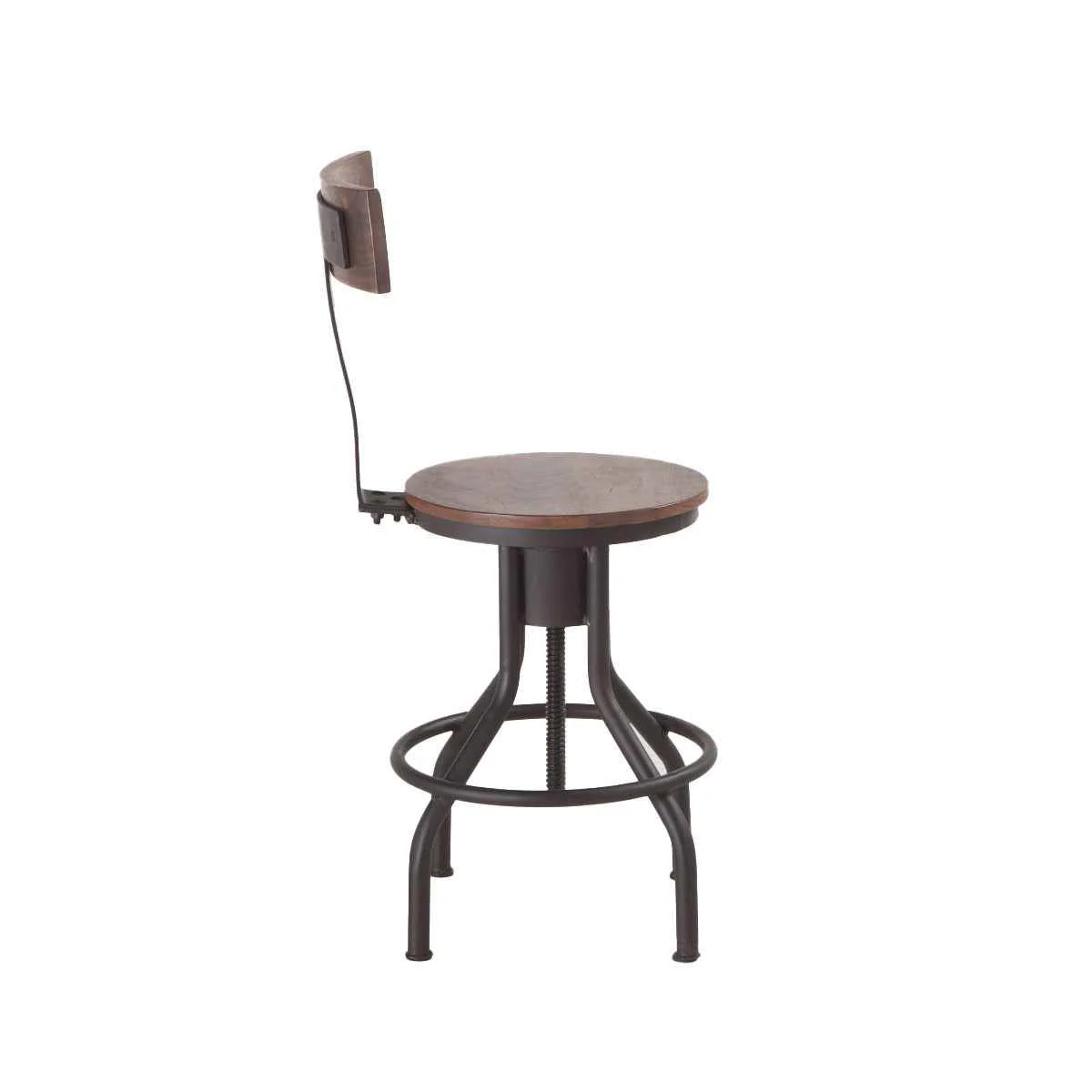 Industrial Modern 15" Adjustable Stool in Walnut - Image 4