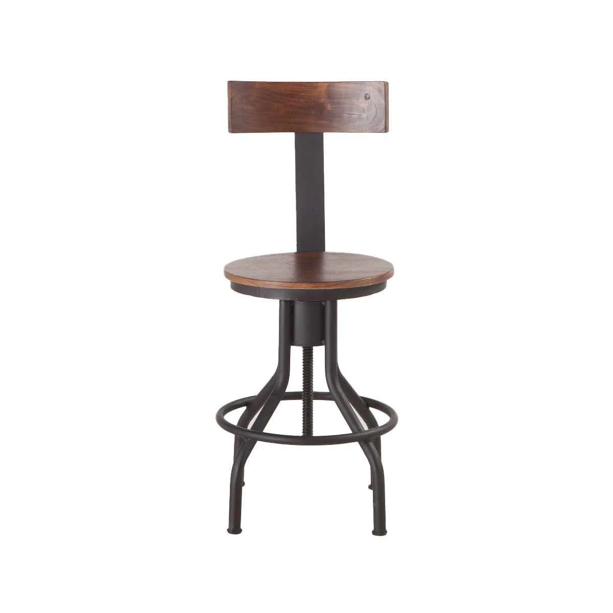 Industrial Modern 15" Adjustable Stool in Walnut - Image 5