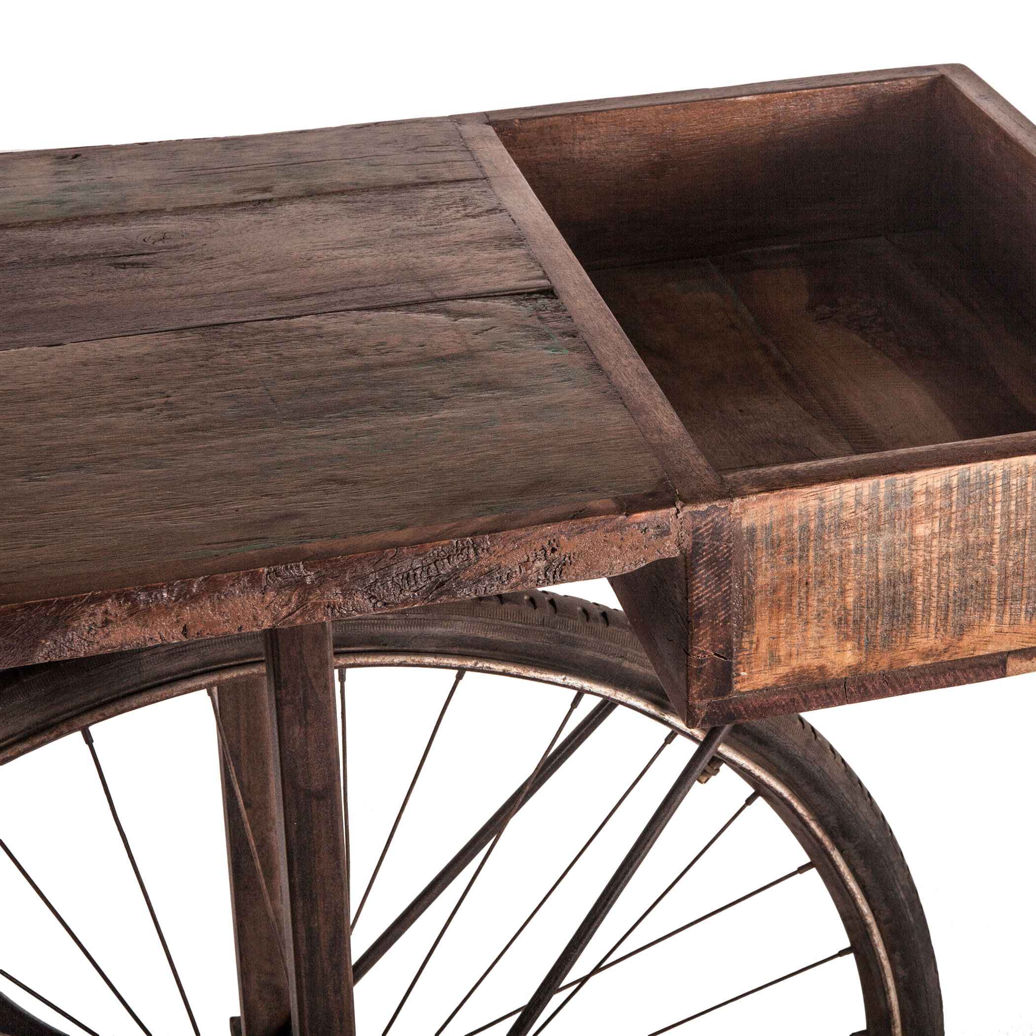 Industrial Teak 71" Bicycle Console Table in Walnut - Image 3